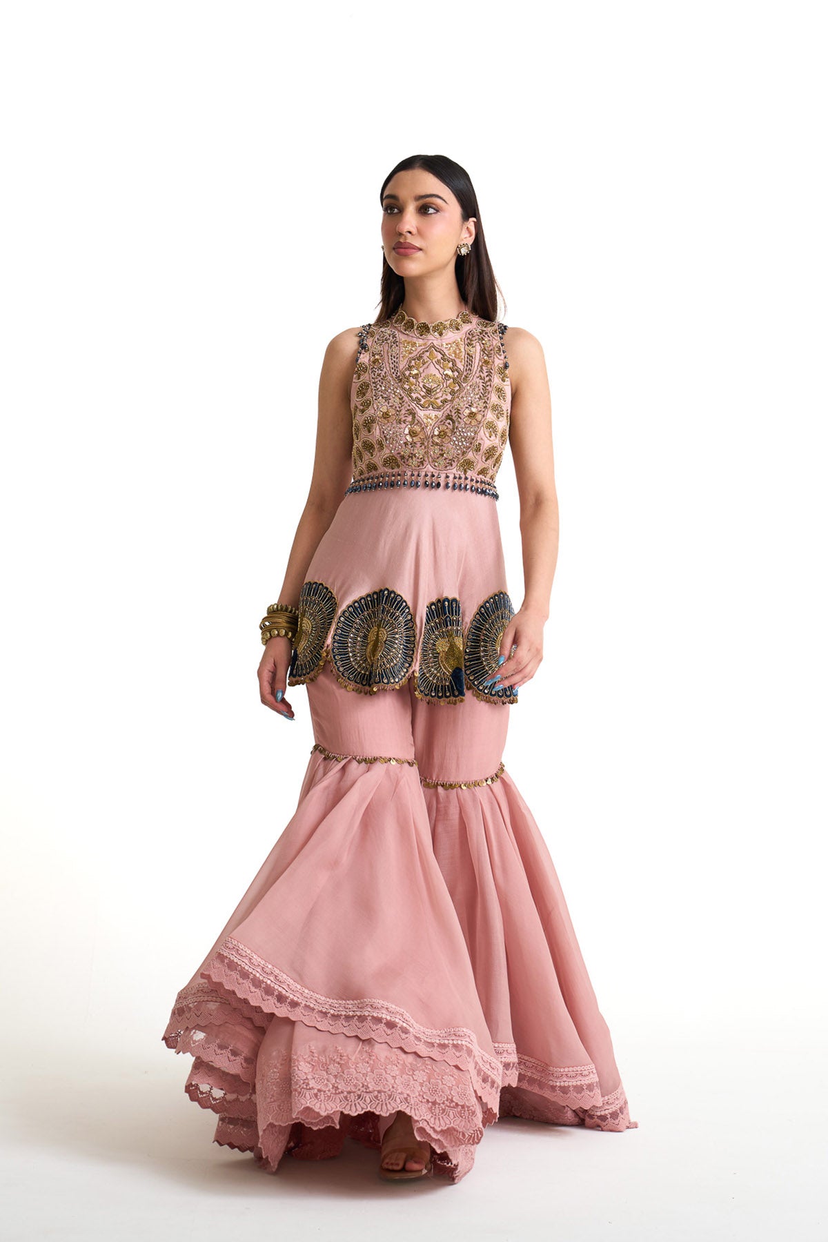 Mor pankh peplum garara set