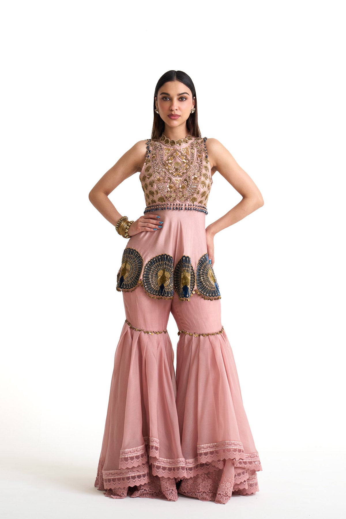 Mor pankh peplum garara set