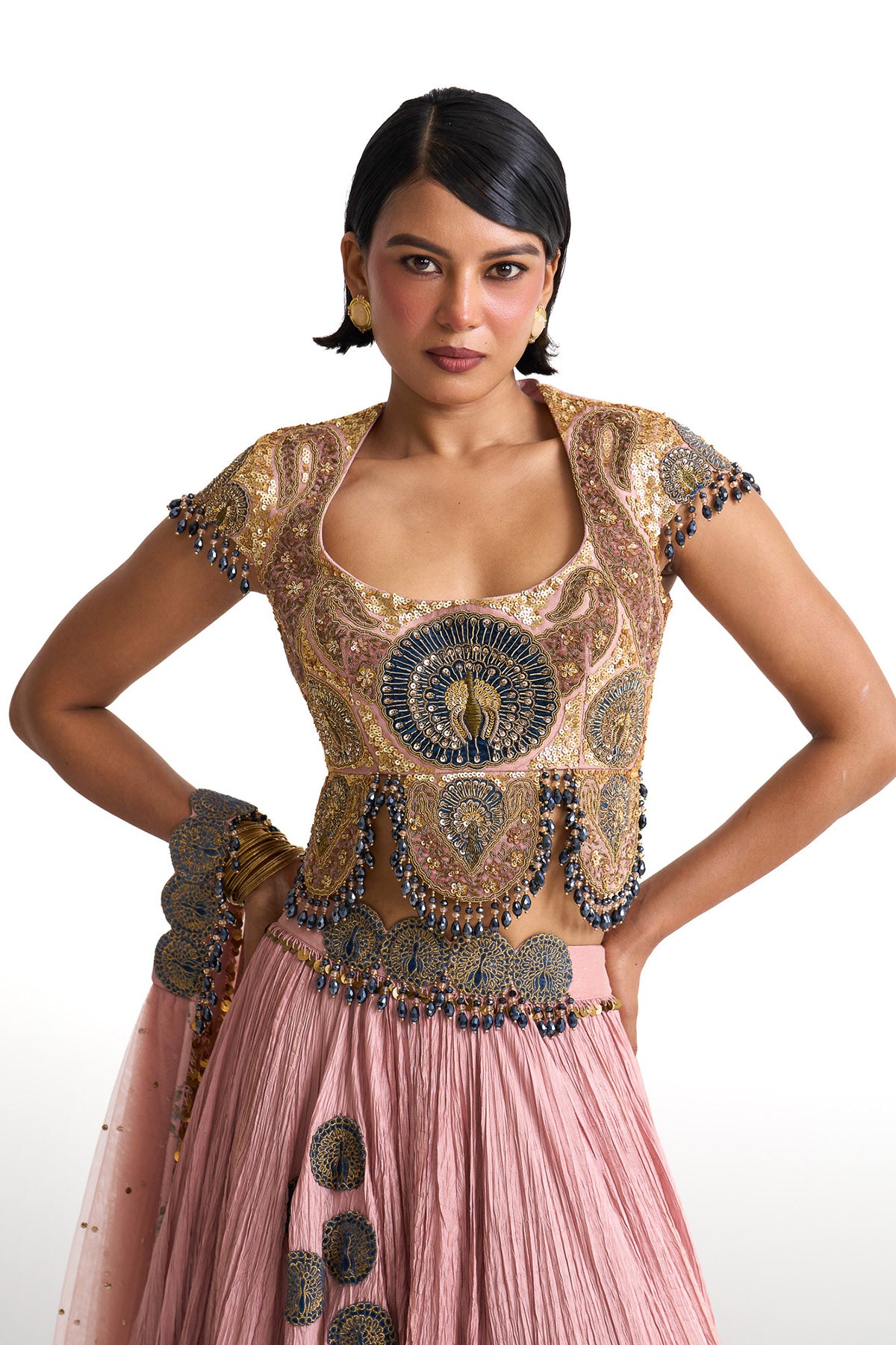 Mor pankh crop top set