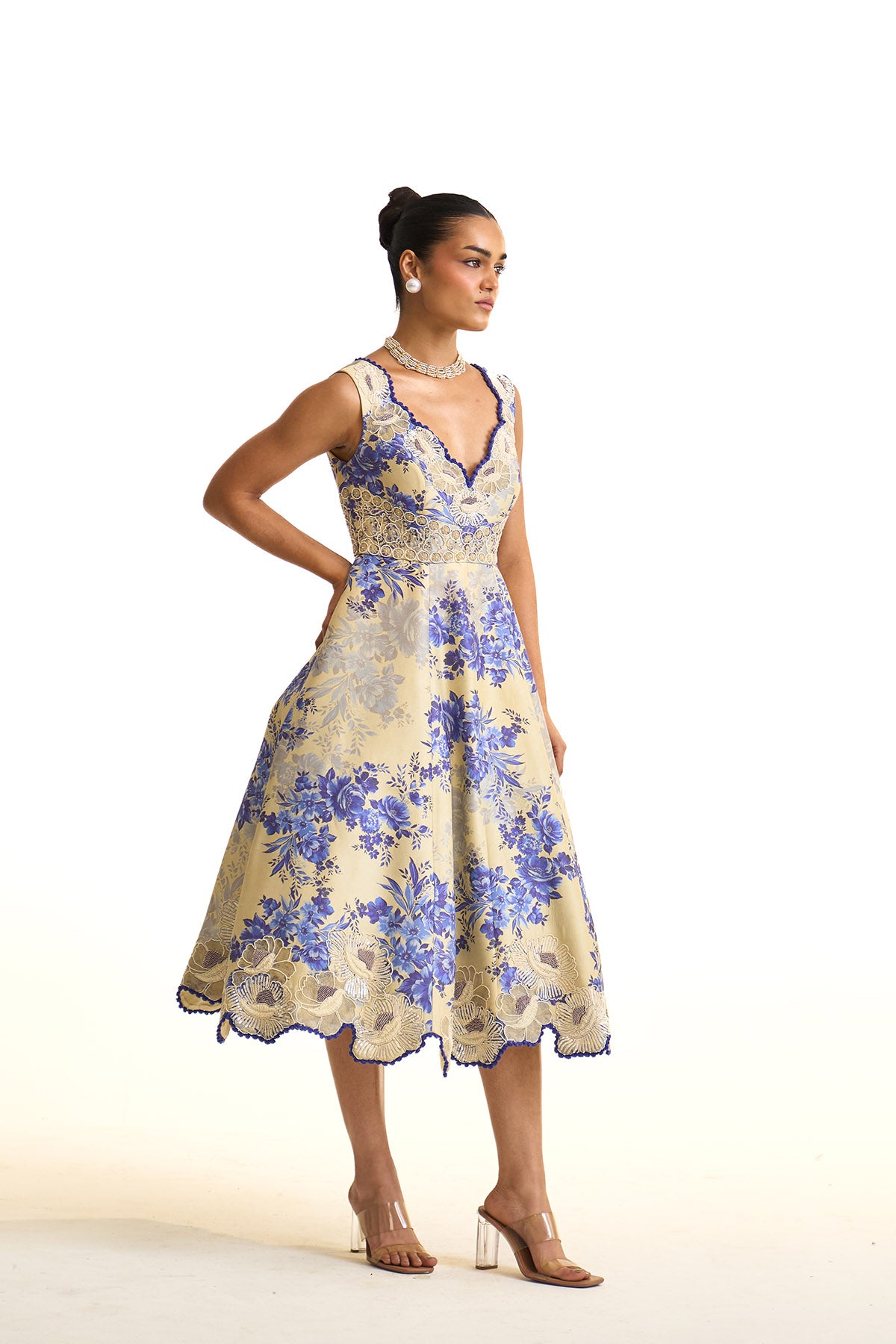 Blue moon V neck dress