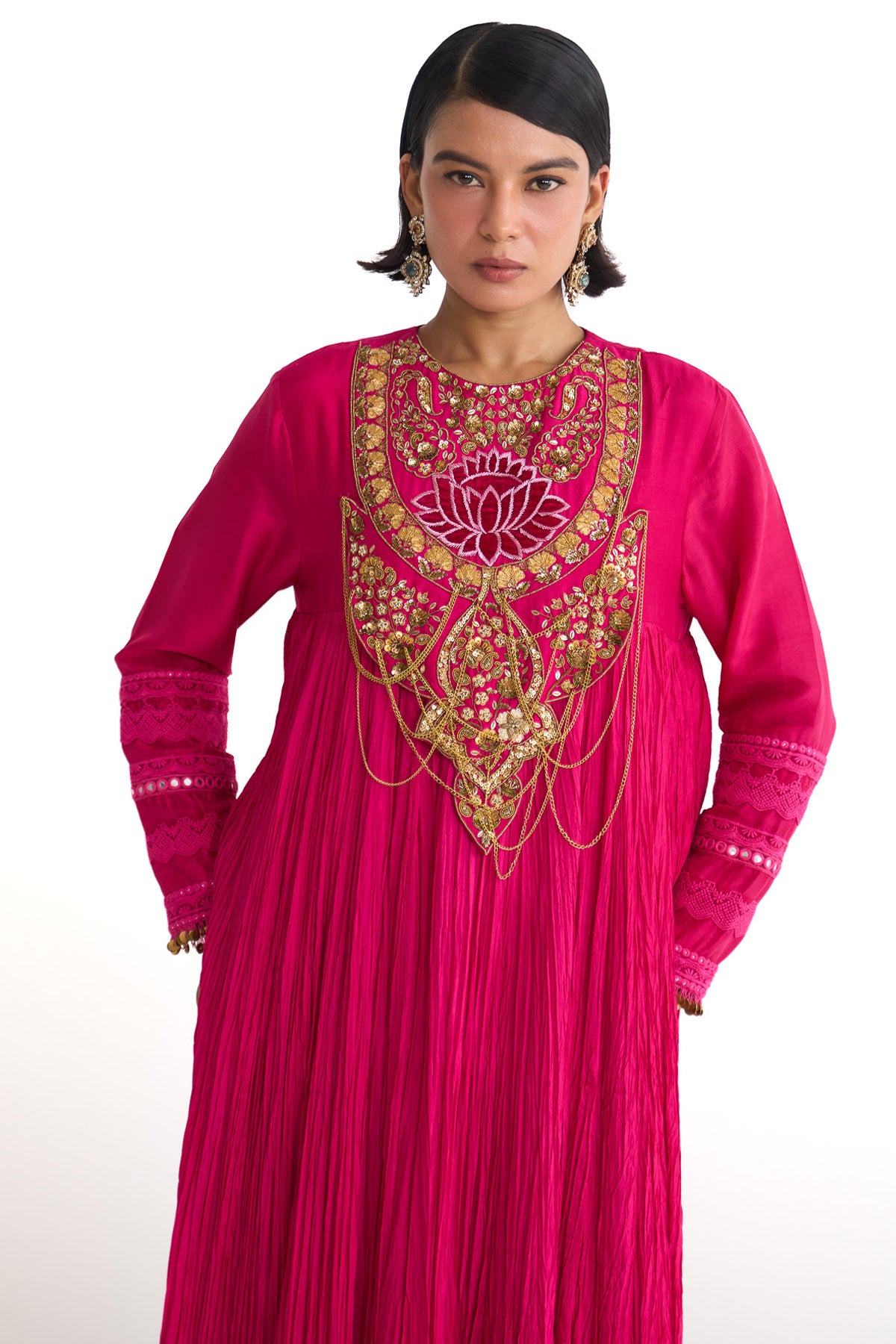 Rani lotus A line yoke anarkali