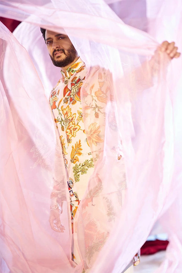 Riteish Deshmukh in Chintz printed pink kurta