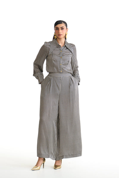 Rose grid Pleated pants