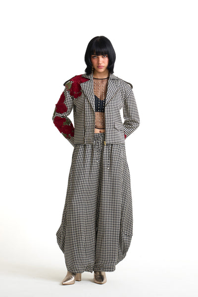 Rose grid biker jacket