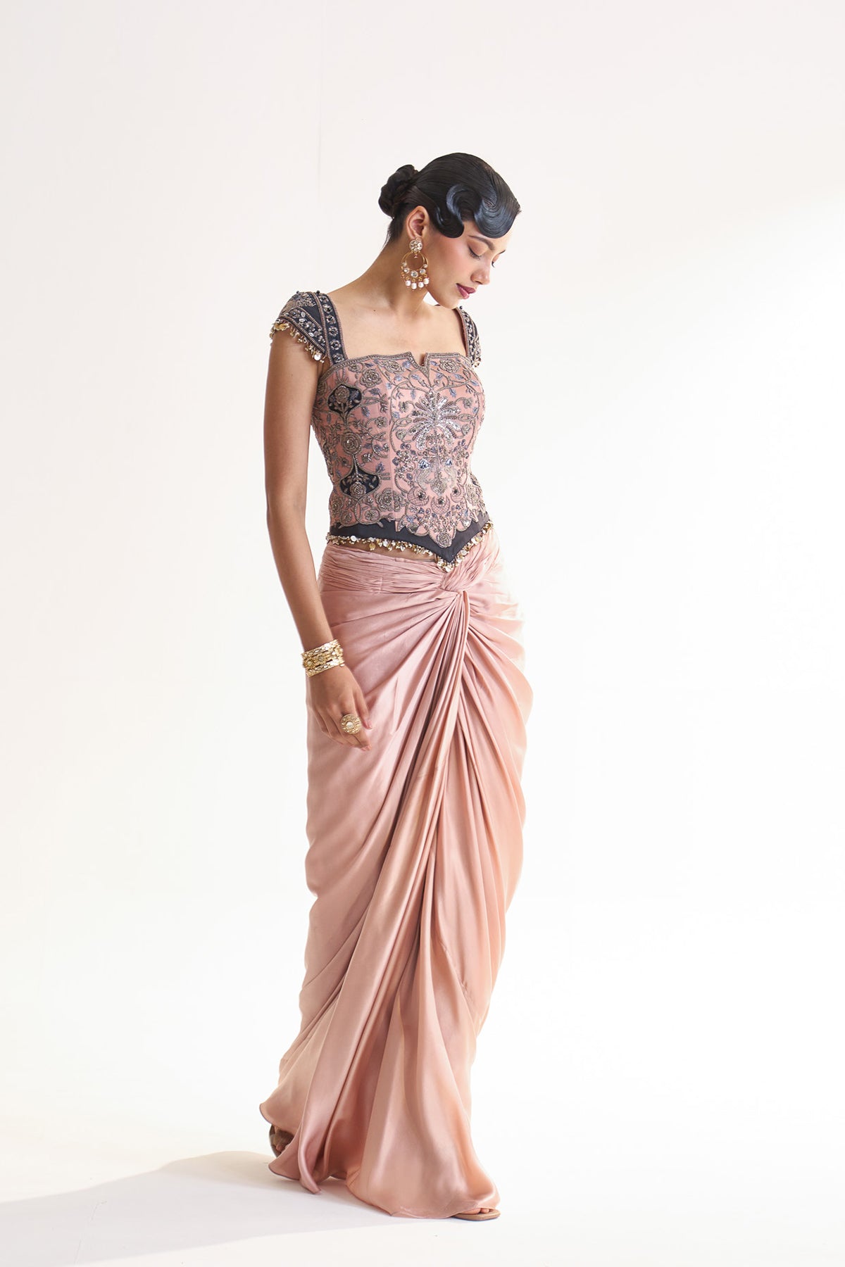 Corset drape skirt set