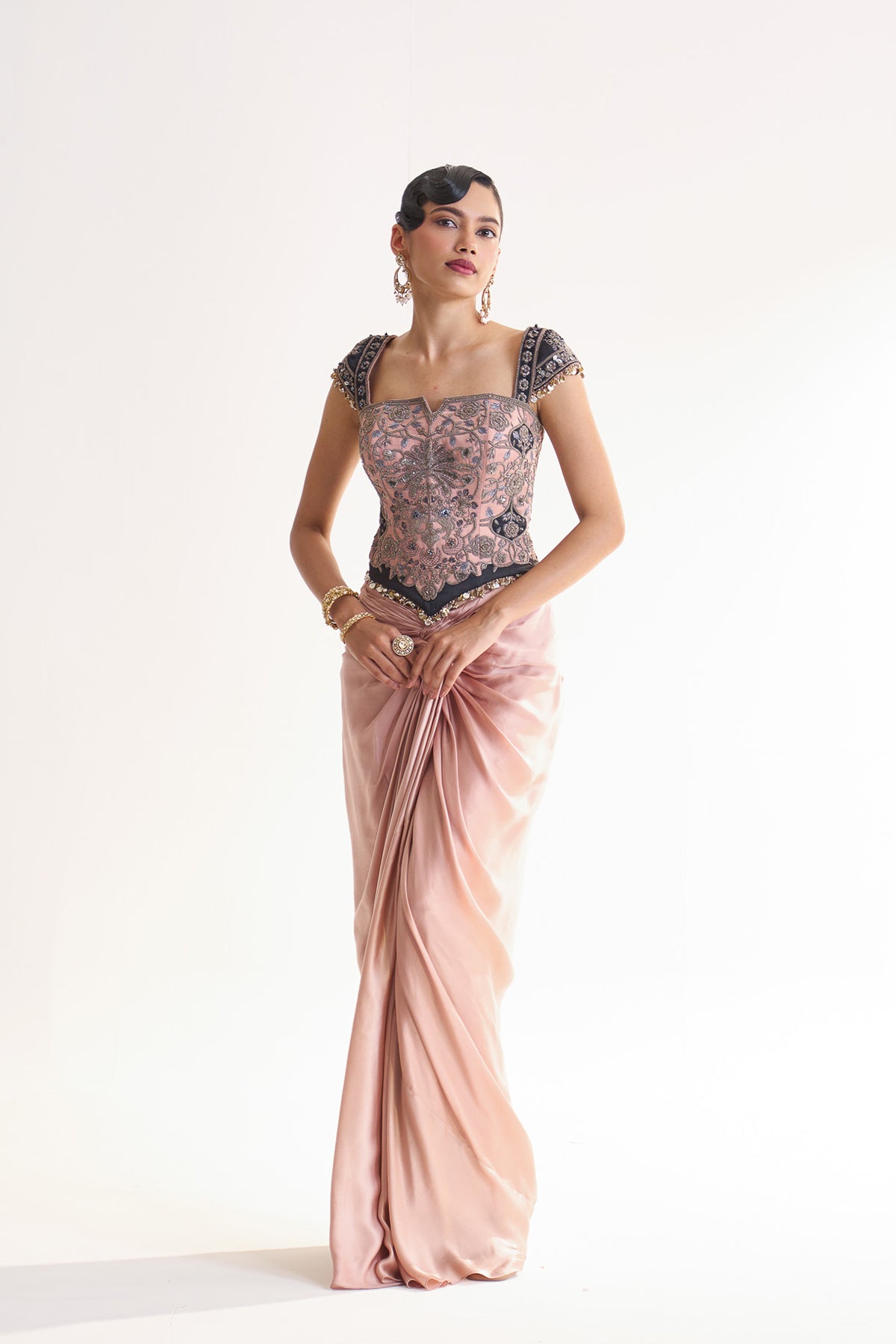 Corset drape skirt set