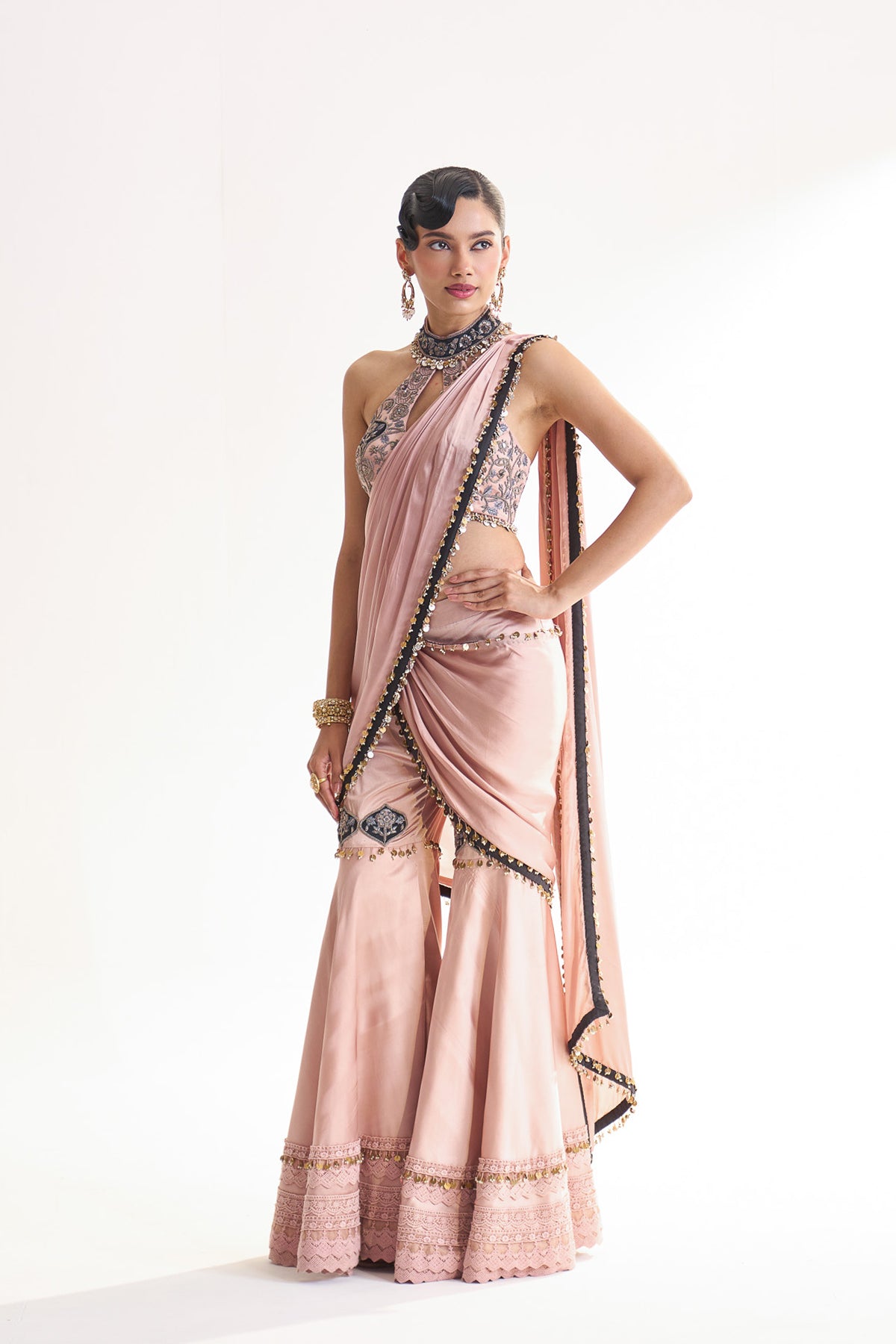 Satin garara saree