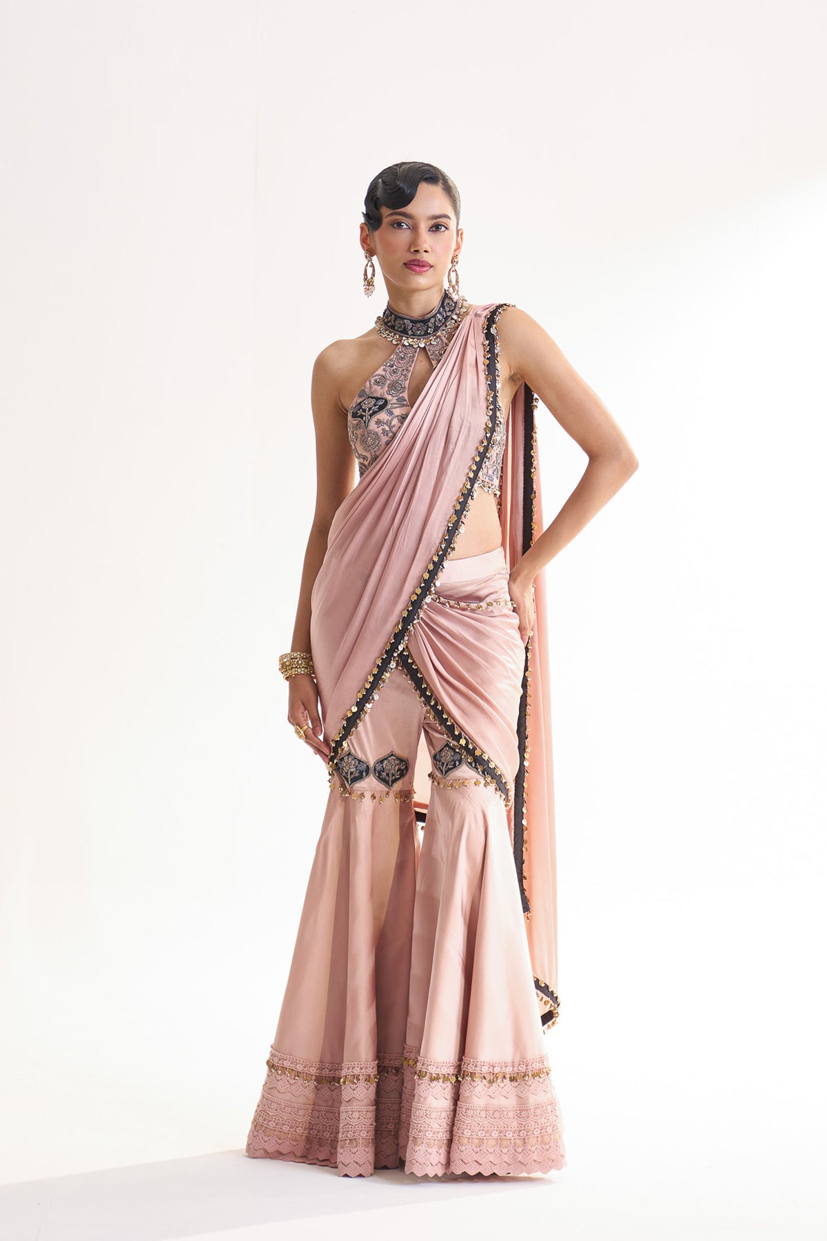 Satin garara saree