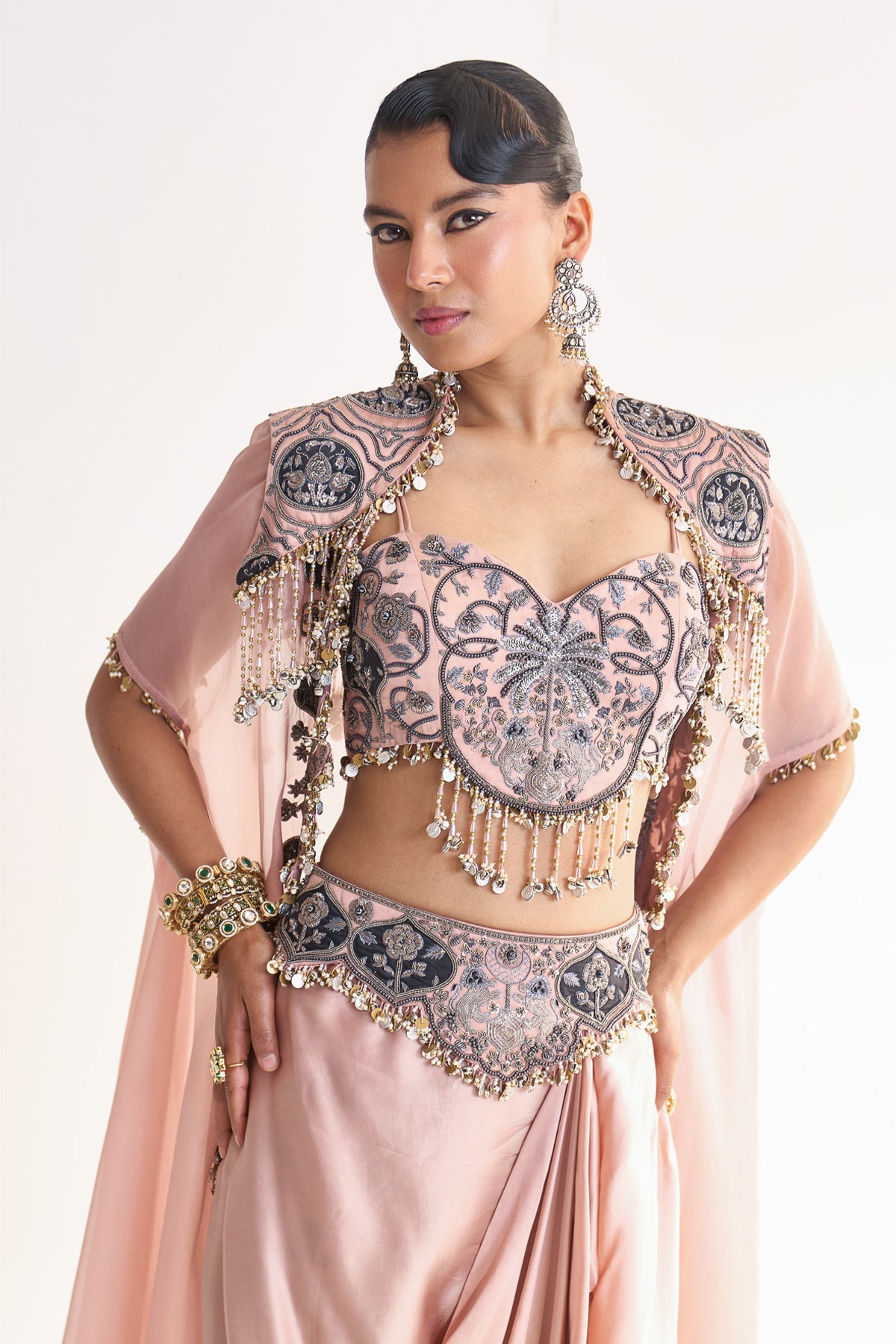 Cape and drape skirt set