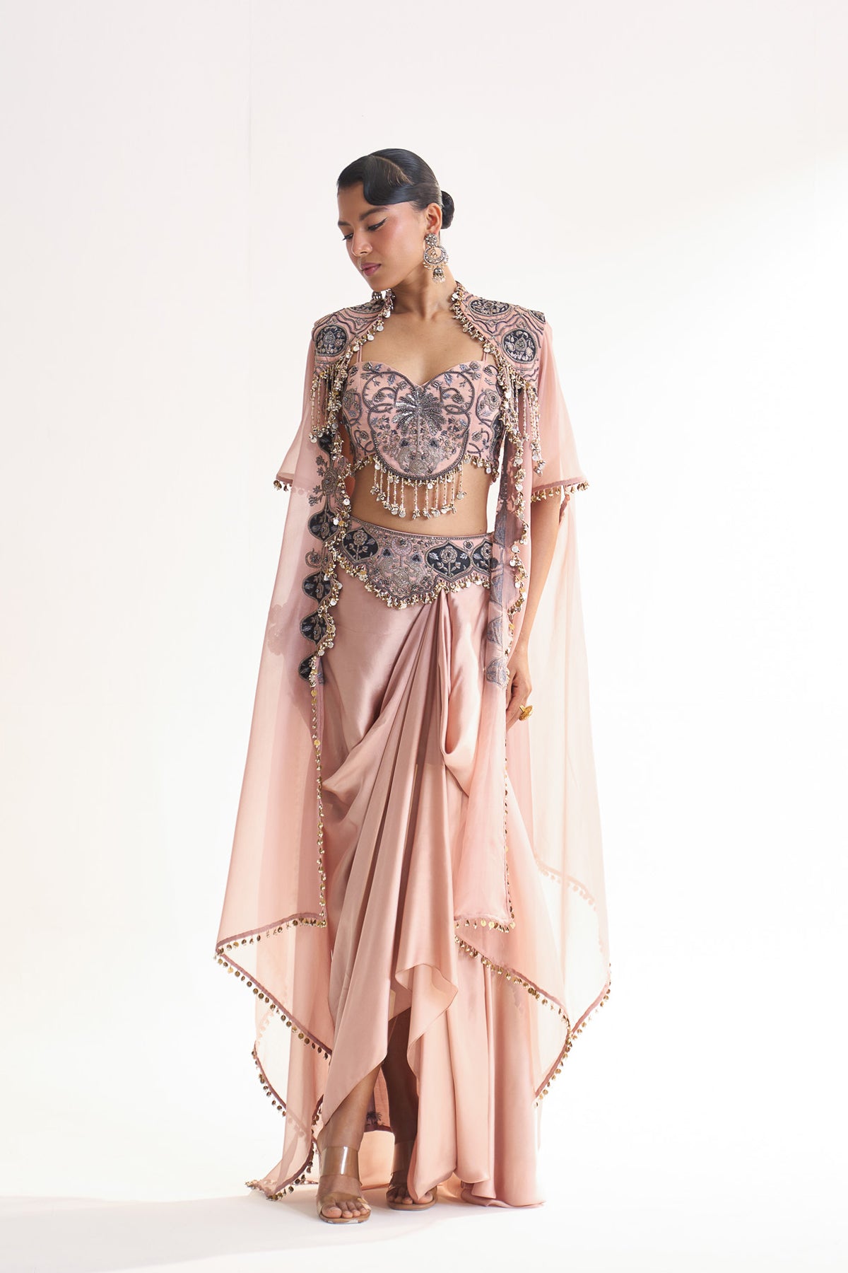 Cape and drape skirt set