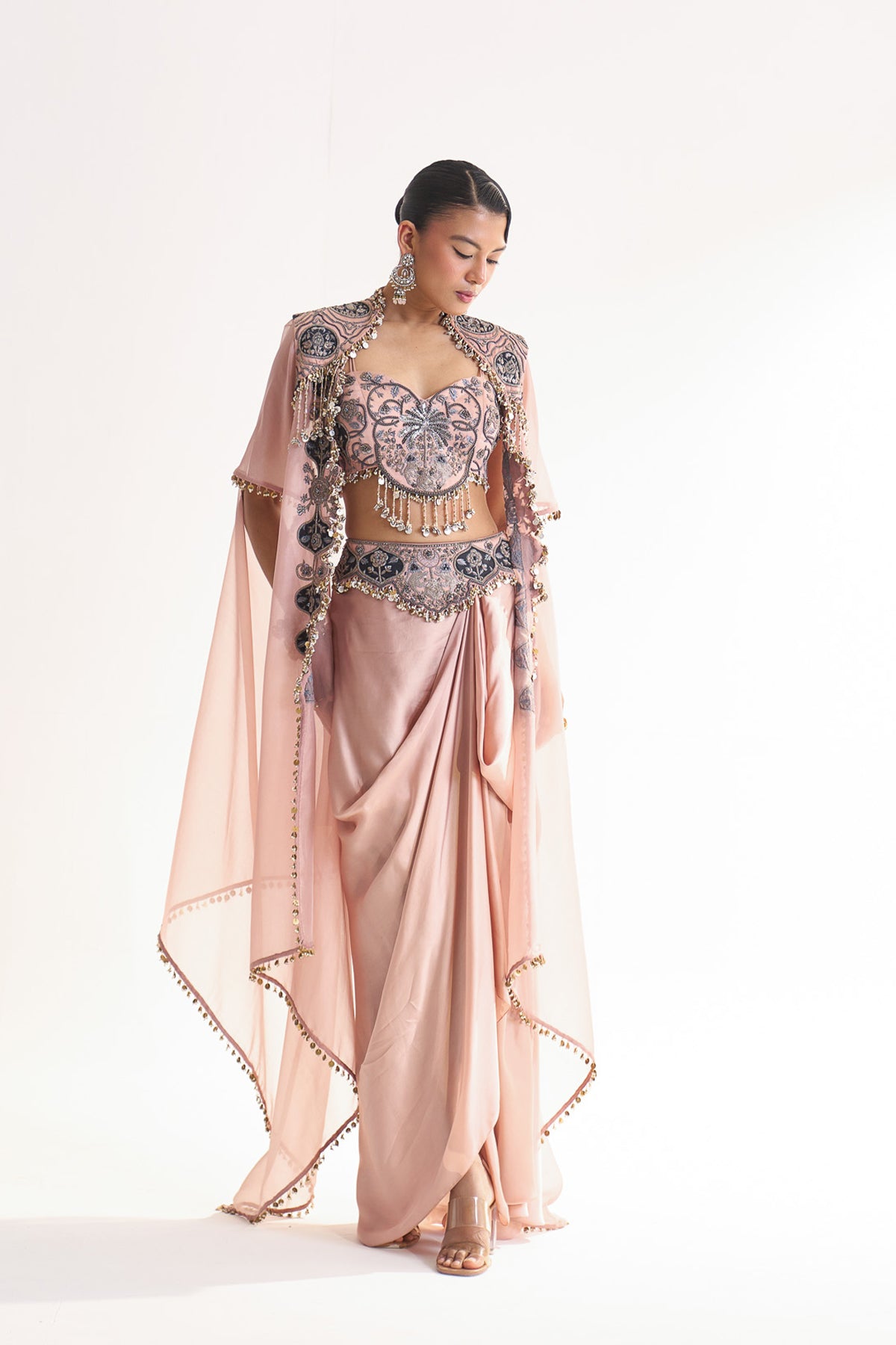 Cape and drape skirt set