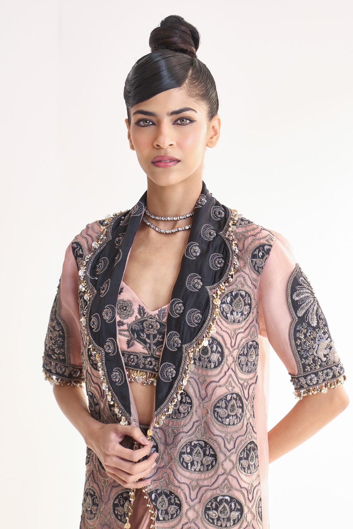 Scallop jacket skirt set