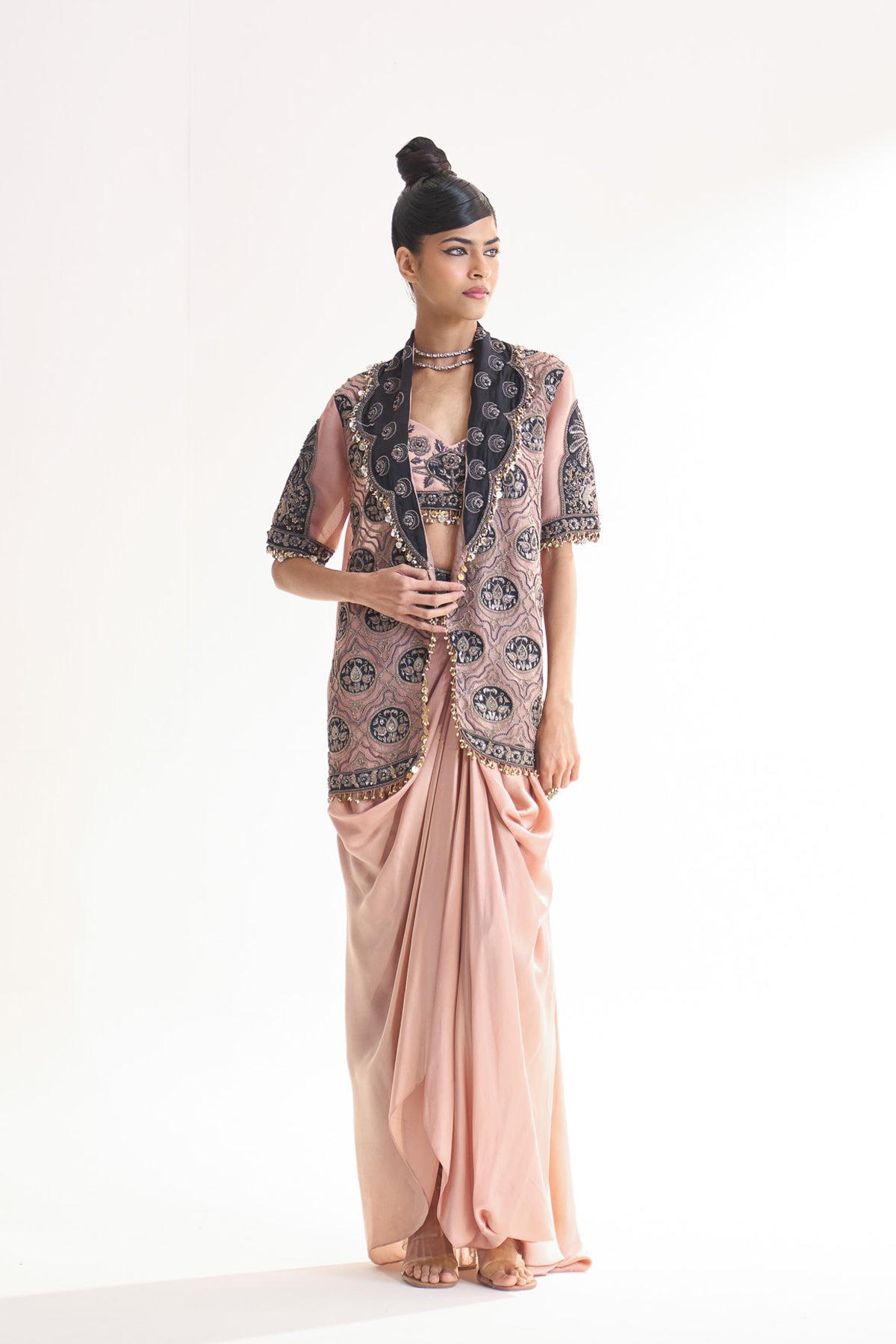 Scallop jacket skirt set