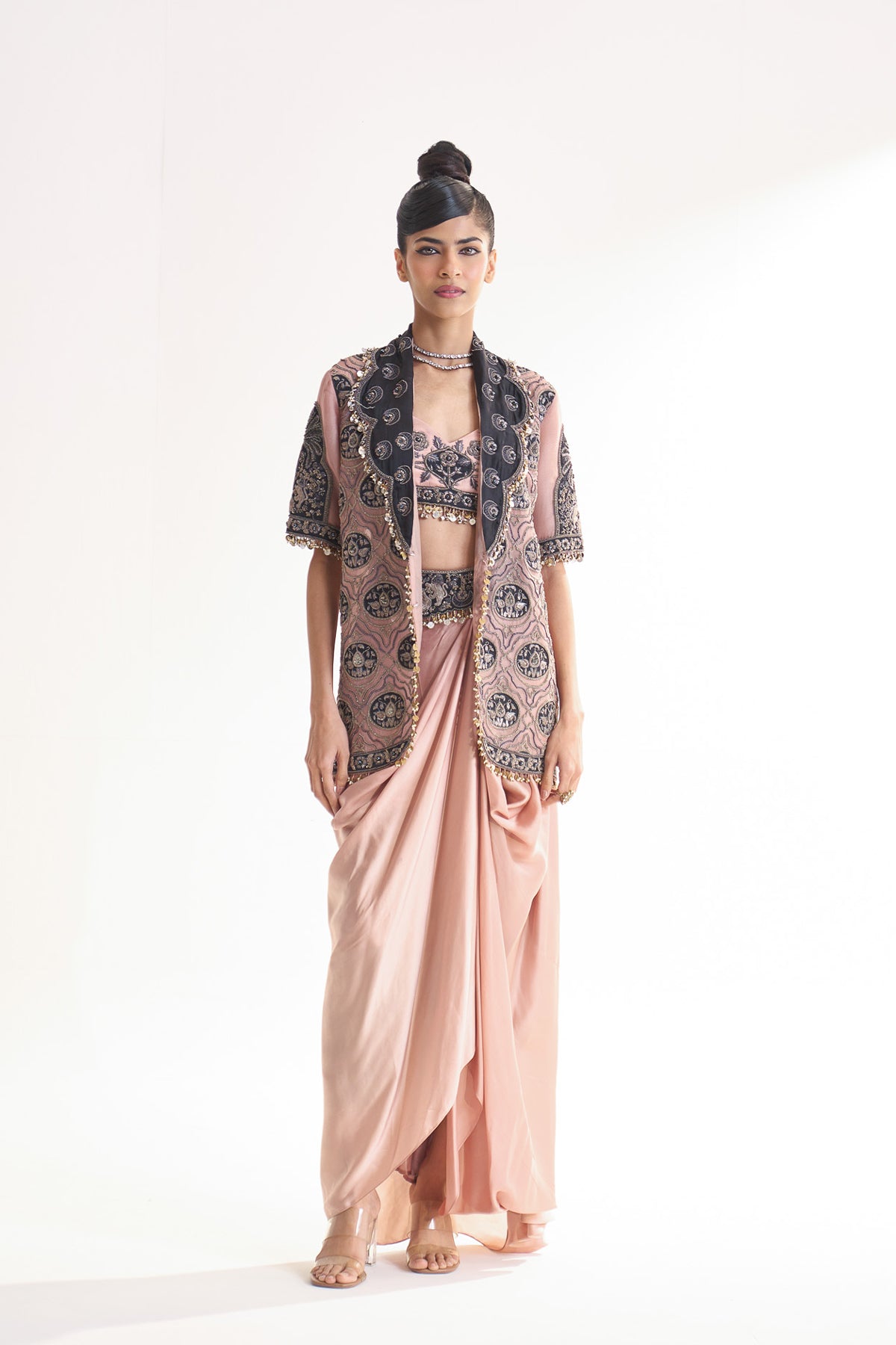 Scallop jacket skirt set