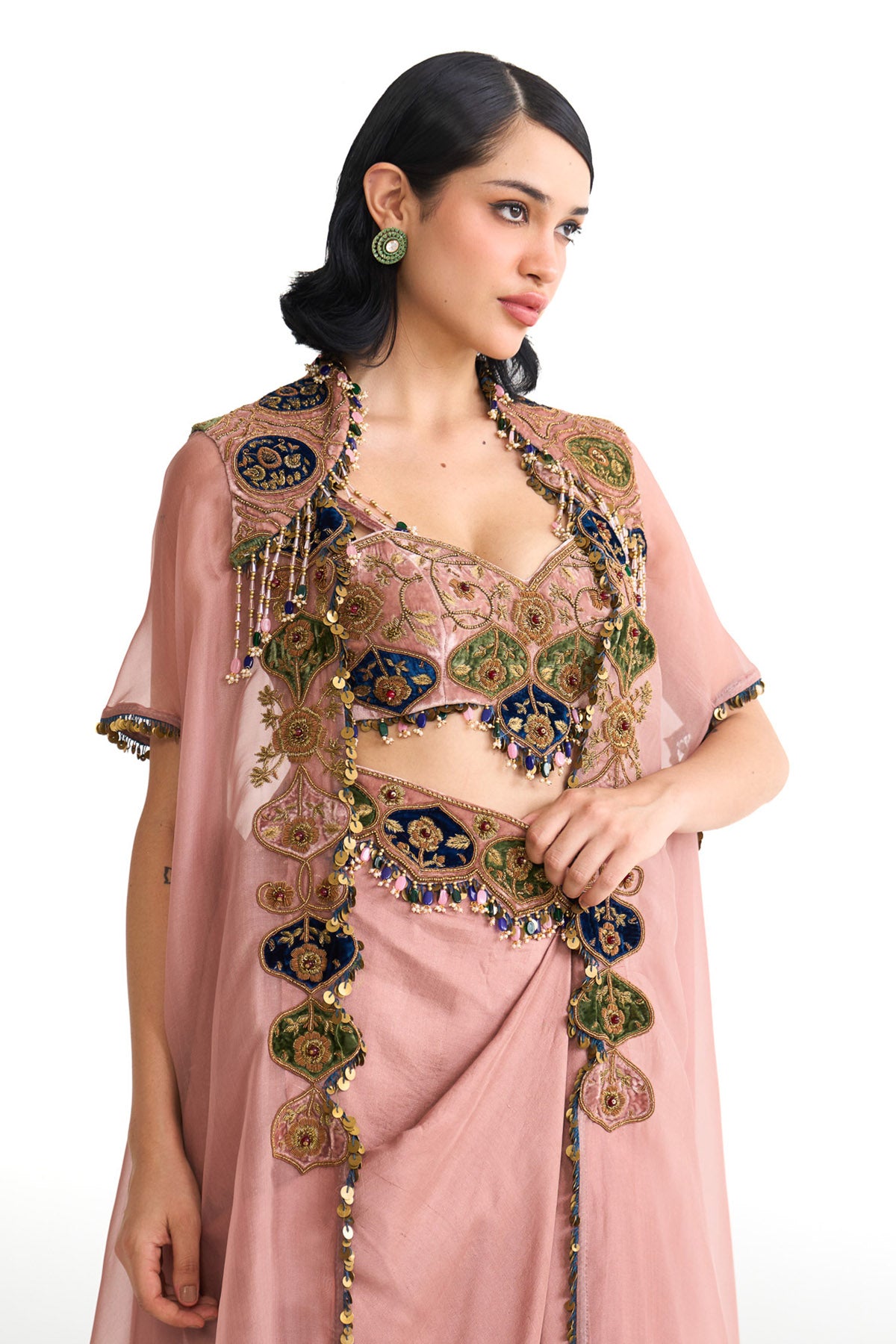 Royal vintage cape & drape skirt set