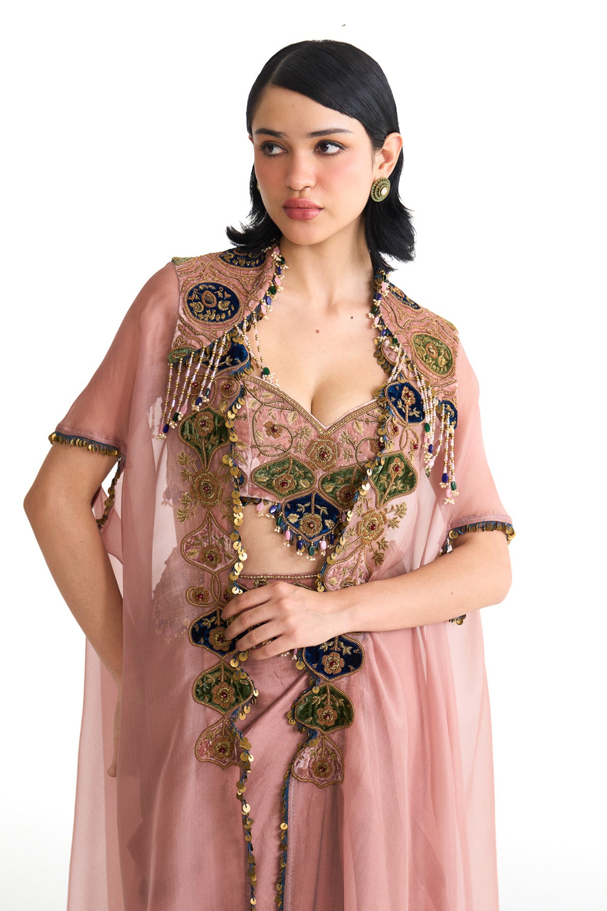Royal vintage cape & drape skirt set