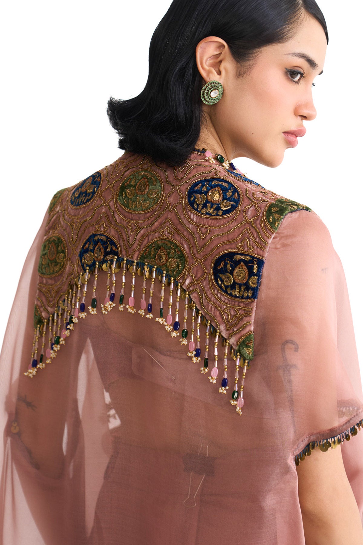 Royal vintage cape & drape skirt set