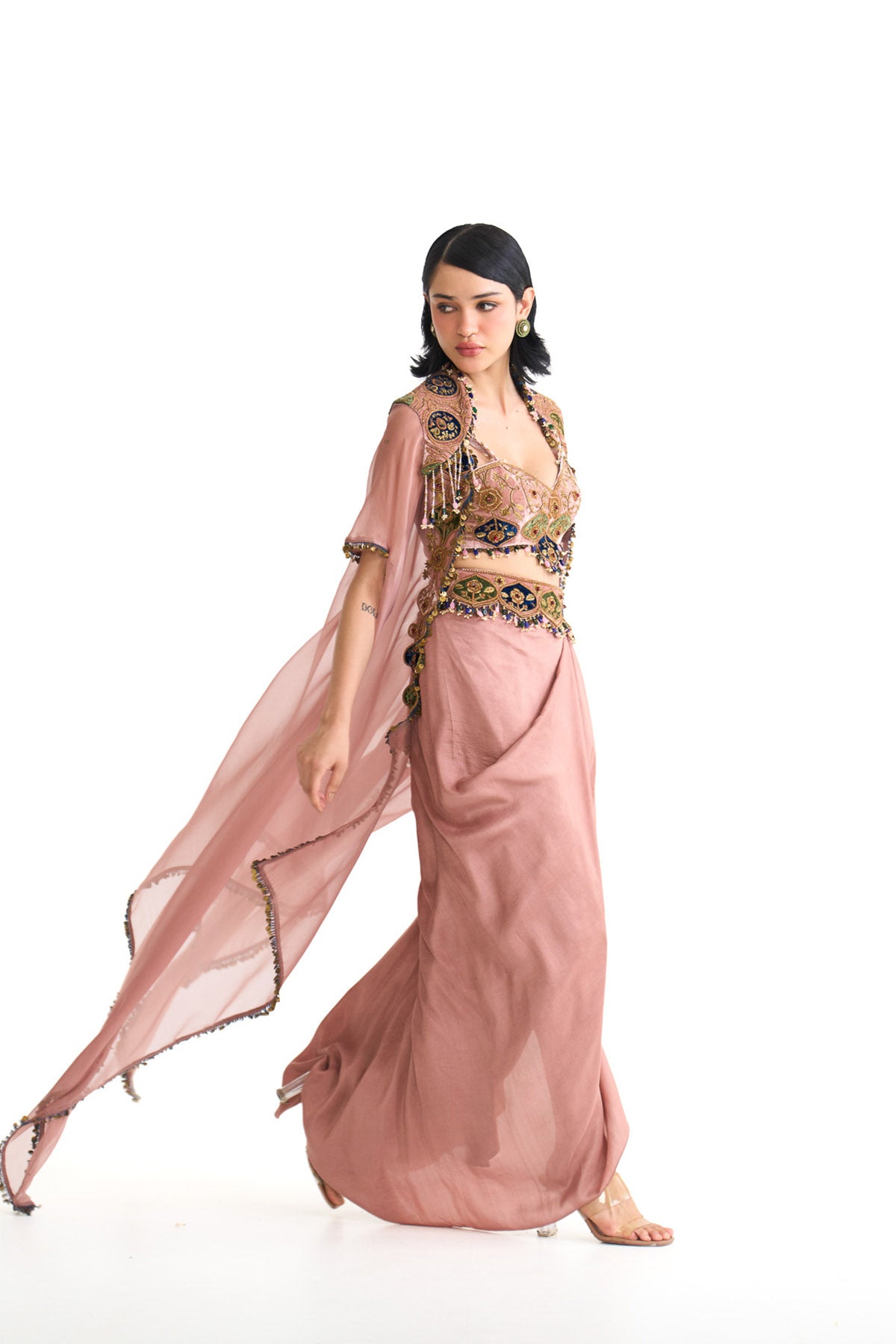 Royal vintage cape & drape skirt set