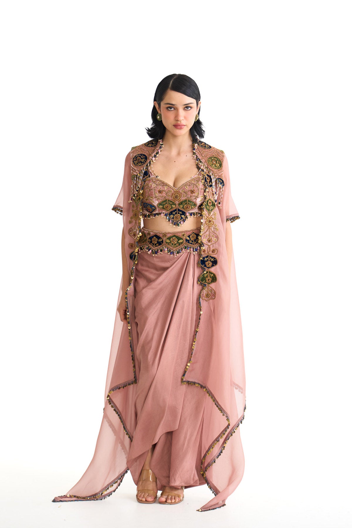 Royal vintage cape & drape skirt set