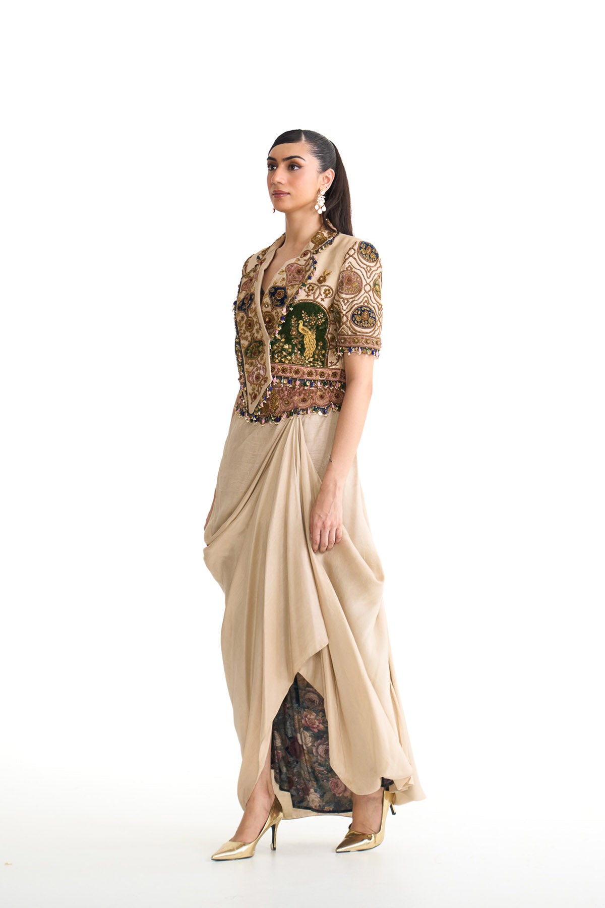Royal vintage overlap jacket set