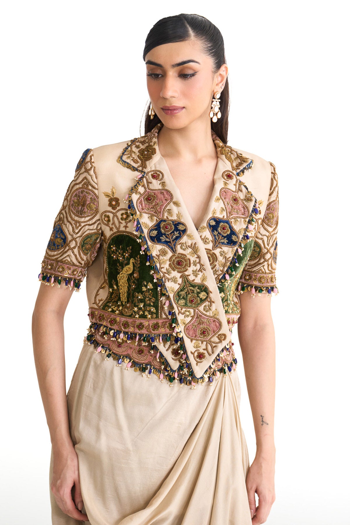 Royal vintage overlap jacket set