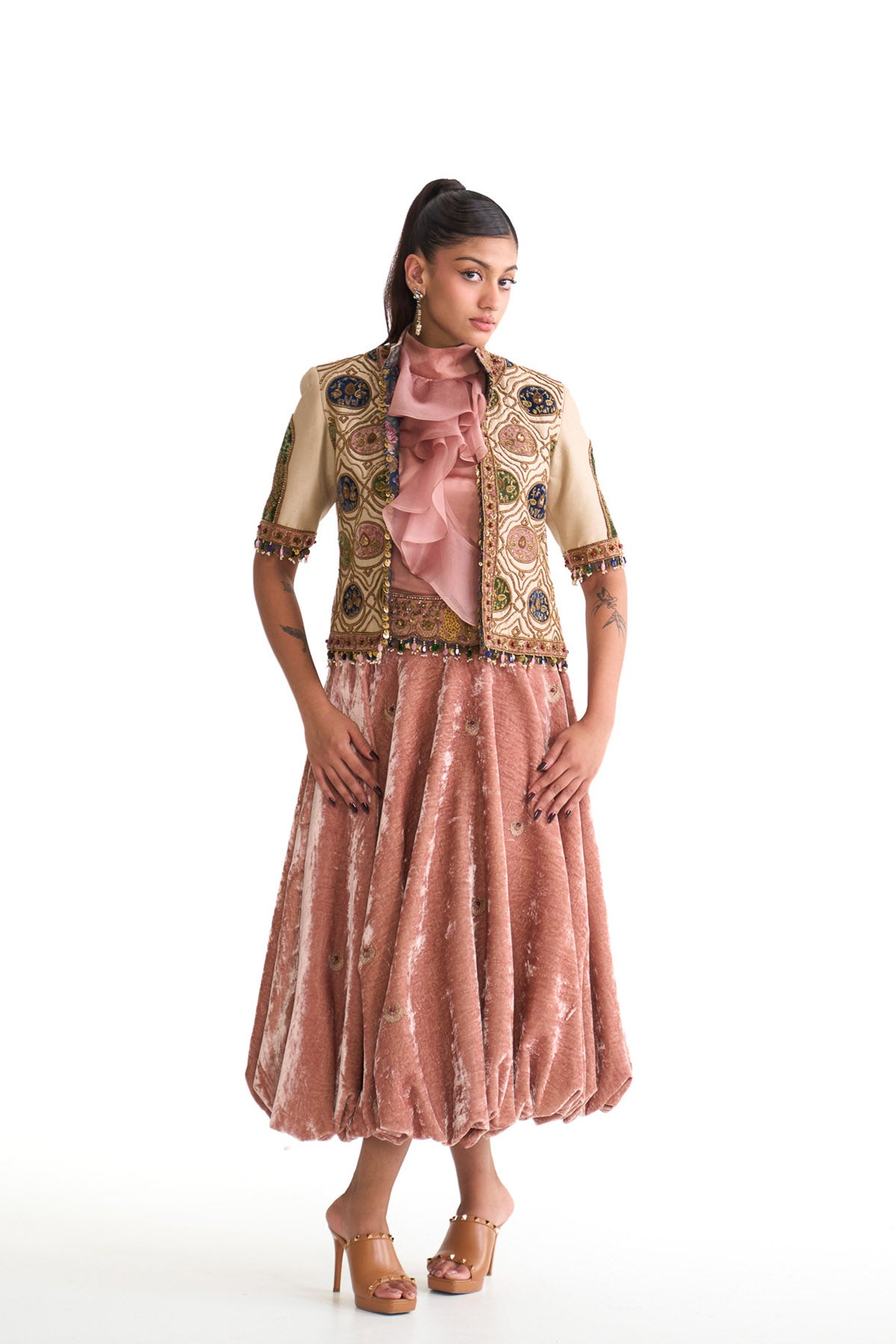 Royal vintage jacket & balloon skirt set