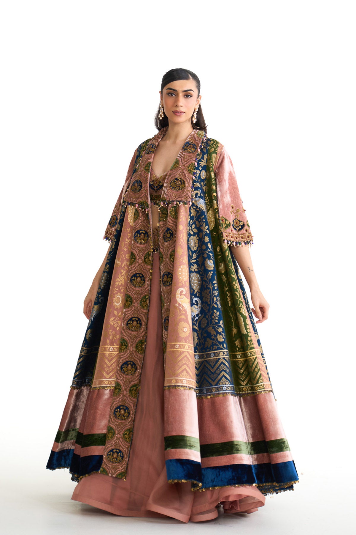 Royal vintage banarsi long jacket set