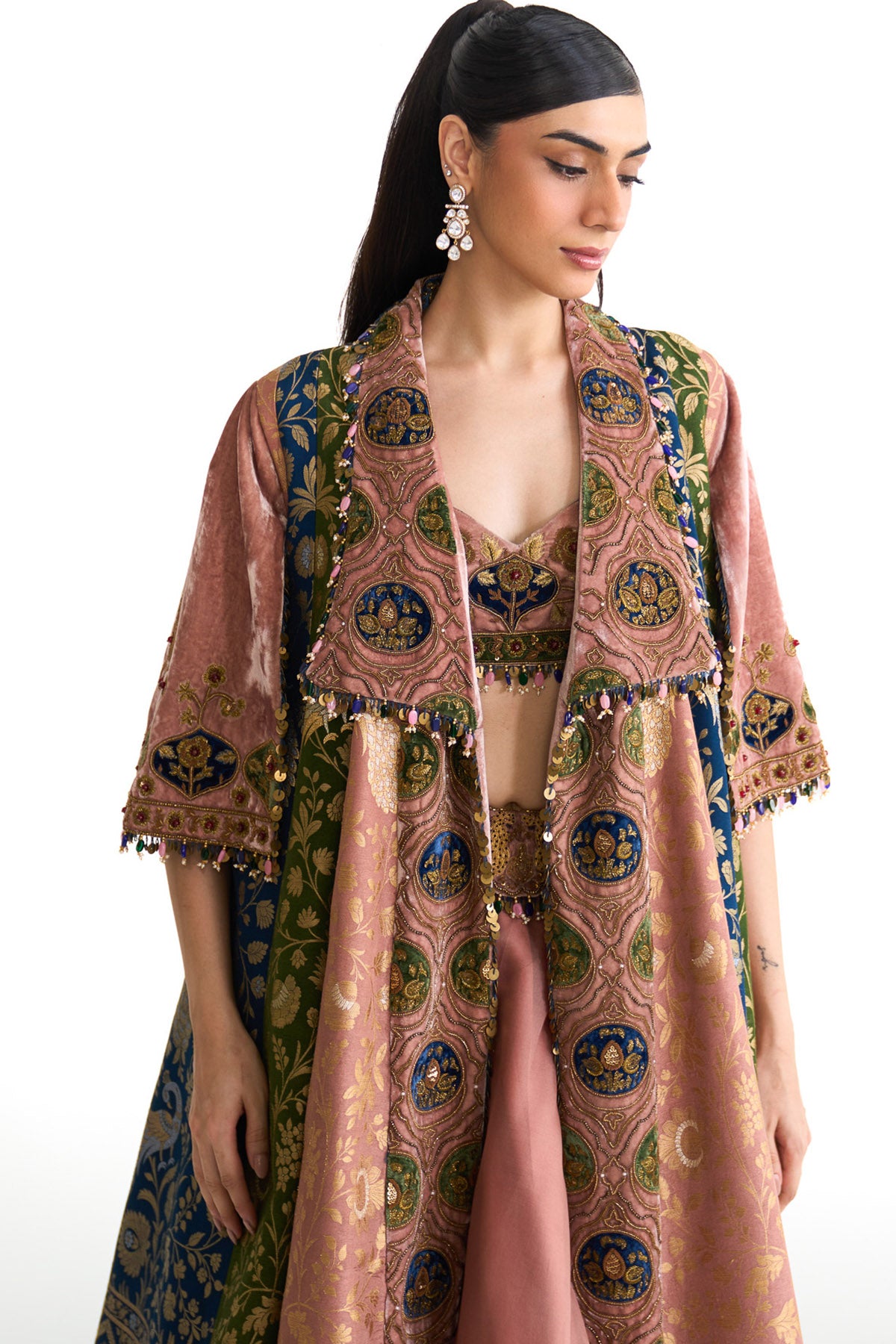 Royal vintage banarsi long jacket set