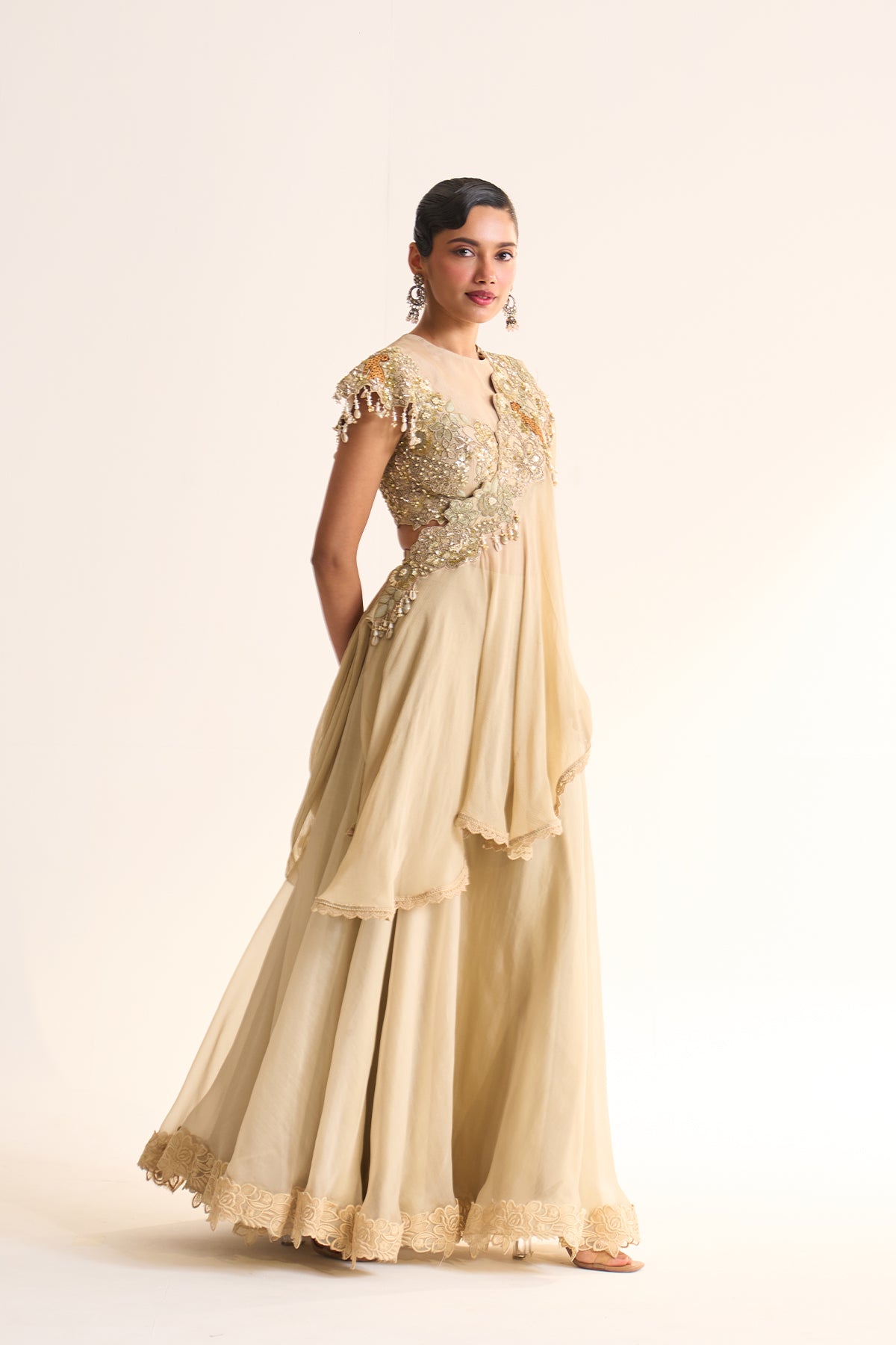 Safari Romance Ruffle drape & sharara set