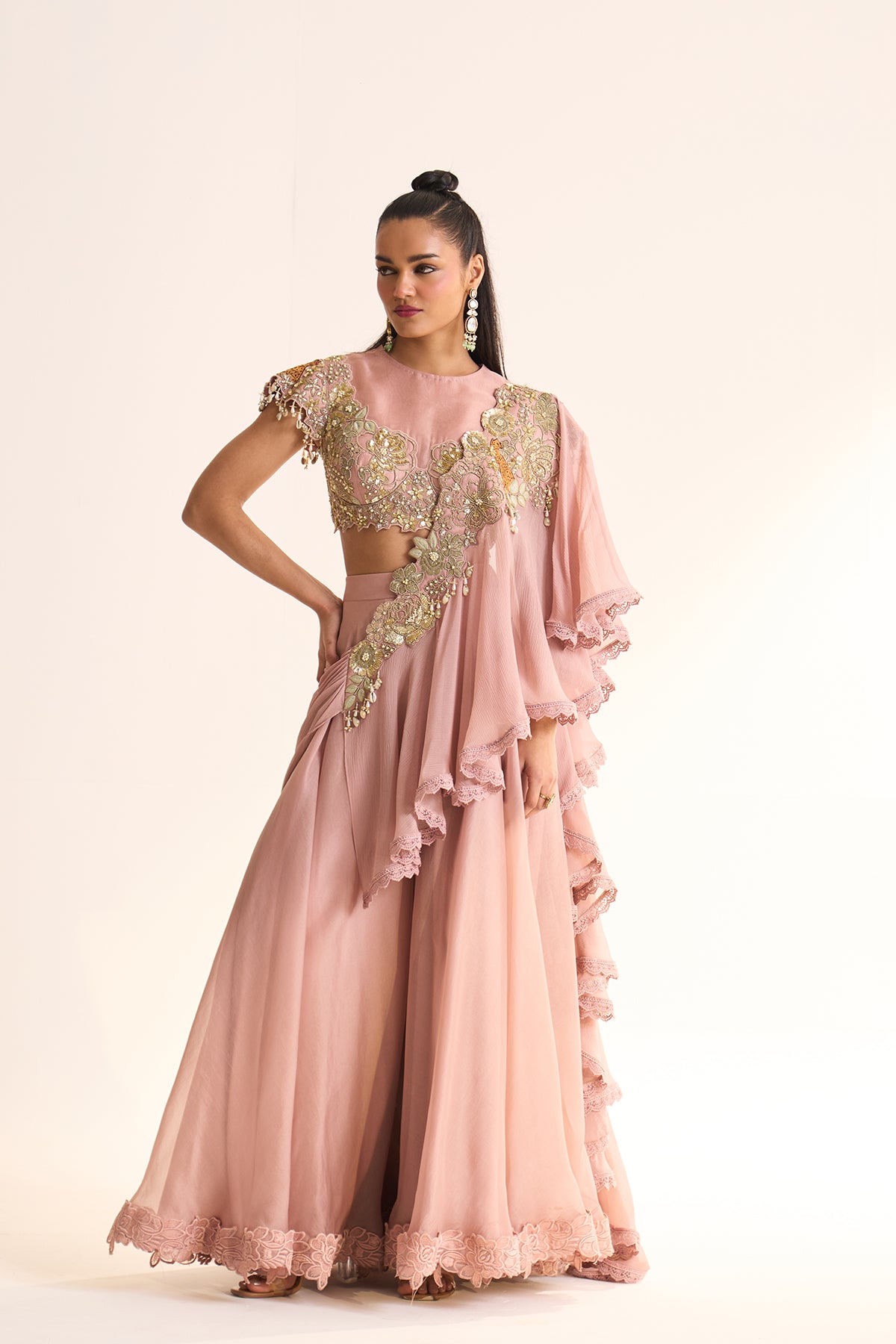 Safari Romance Ruffle drape & sharara set