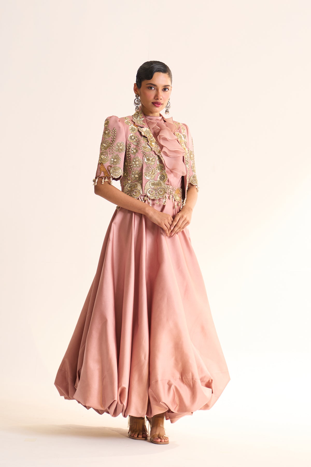 Safari Romance Gulshera crop blazer & balloon skirt set