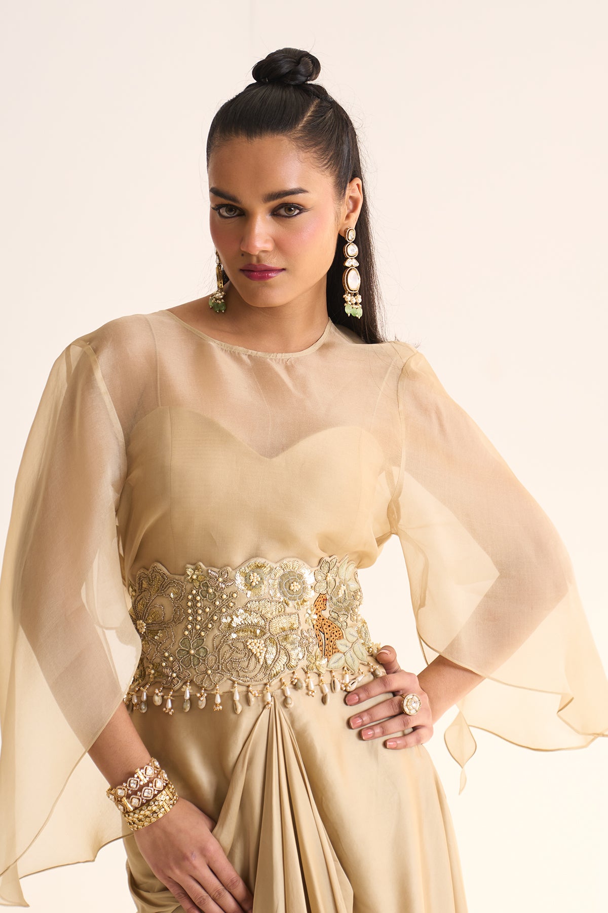 Safari Romance Gulshera drape skirt & belt set