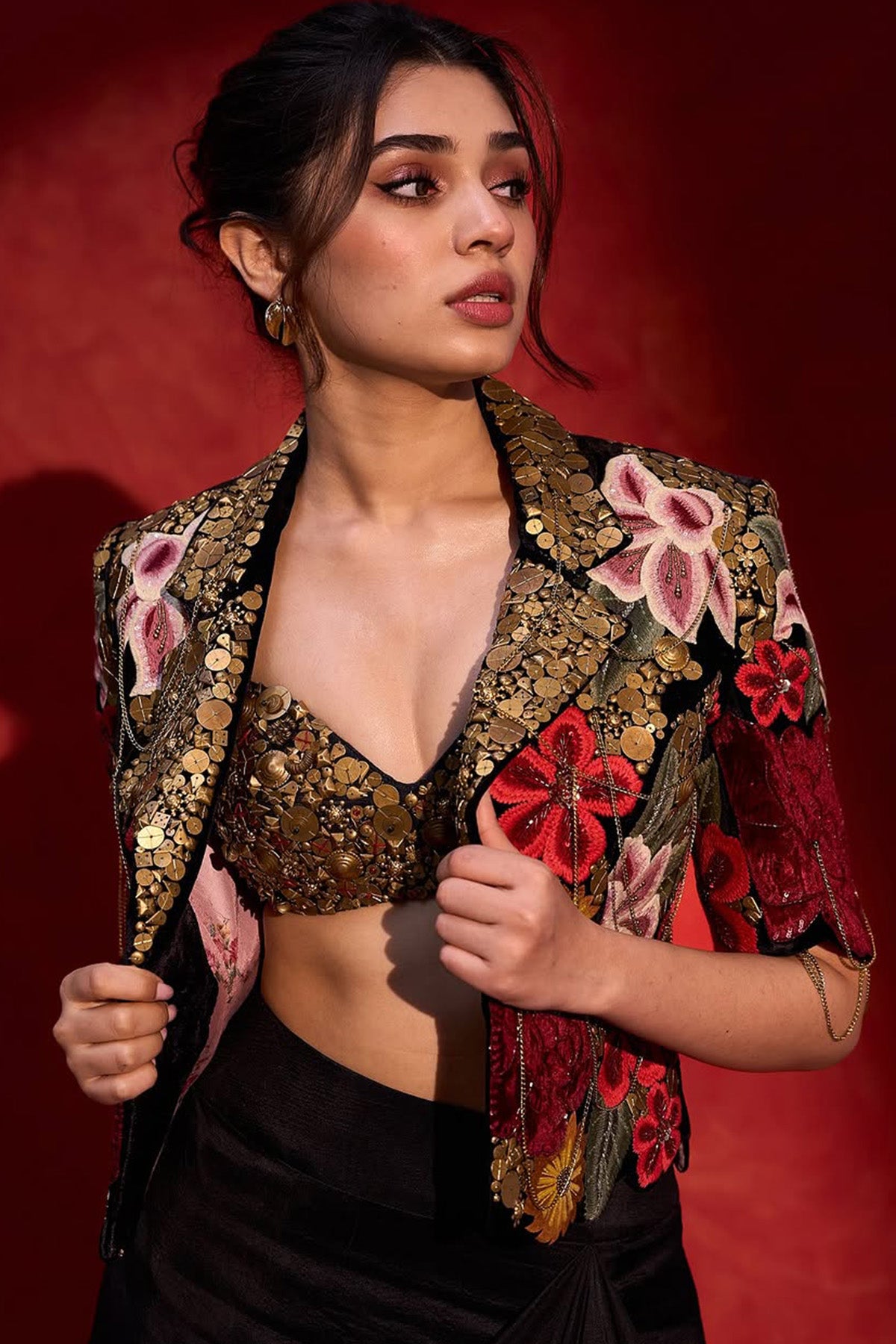 Krithi Shetty In Vintage lily crop blazer set