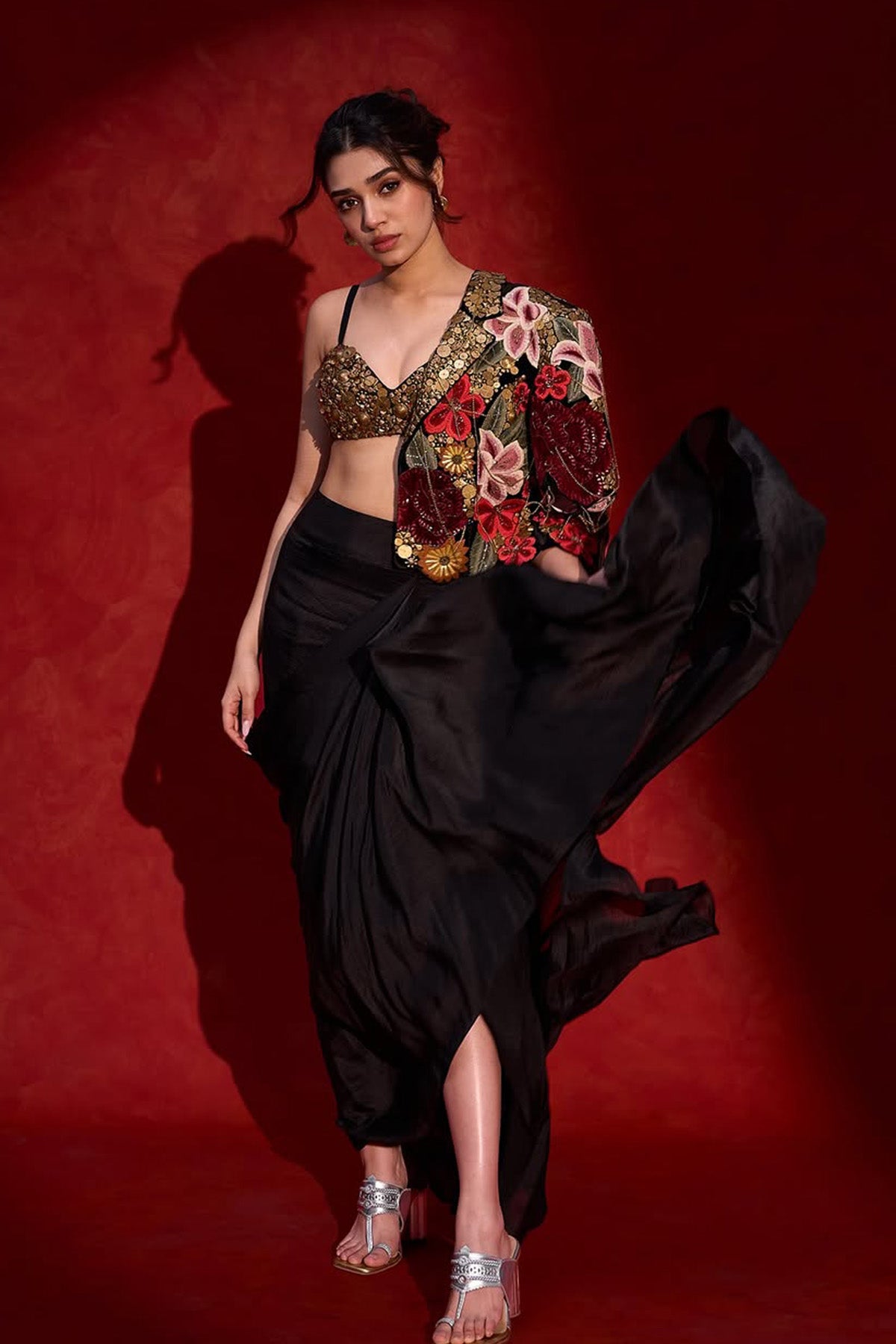 Krithi Shetty In Vintage lily crop blazer set