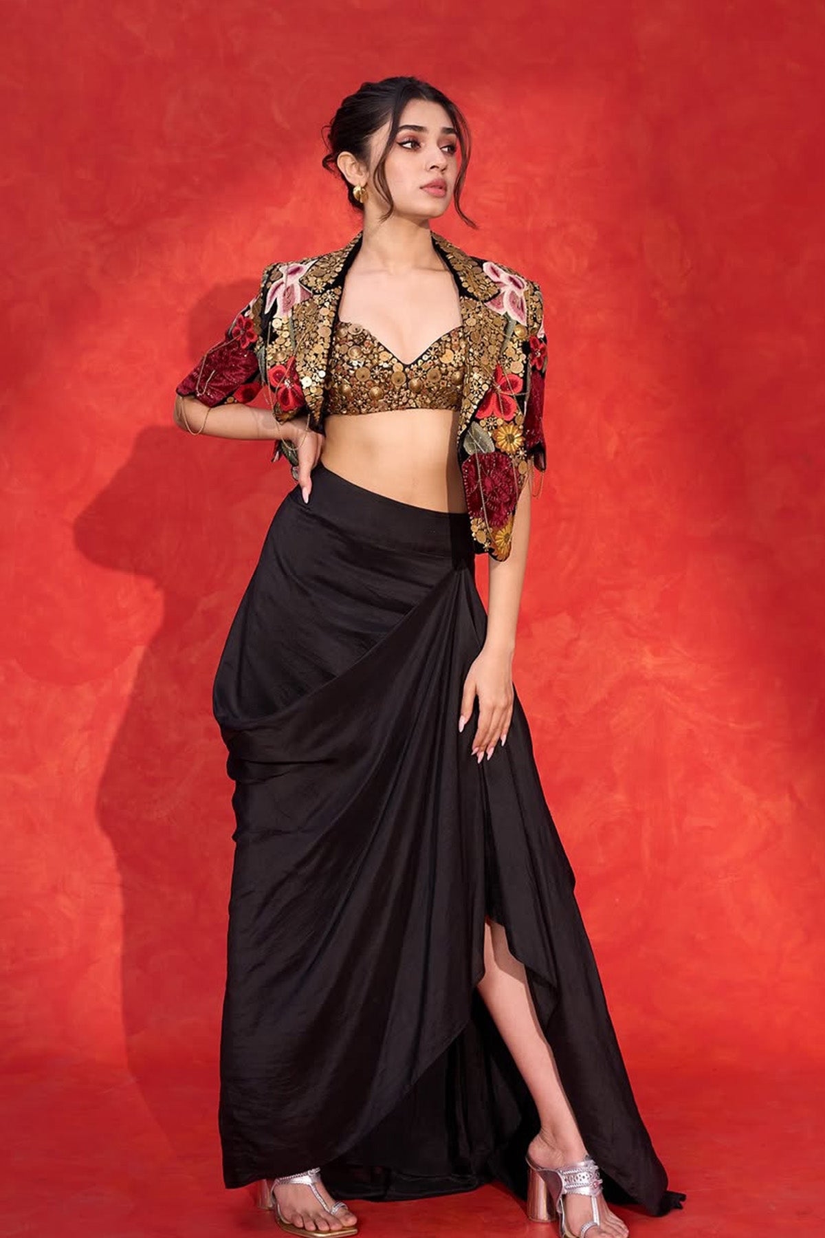 Krithi Shetty In Vintage lily crop blazer set