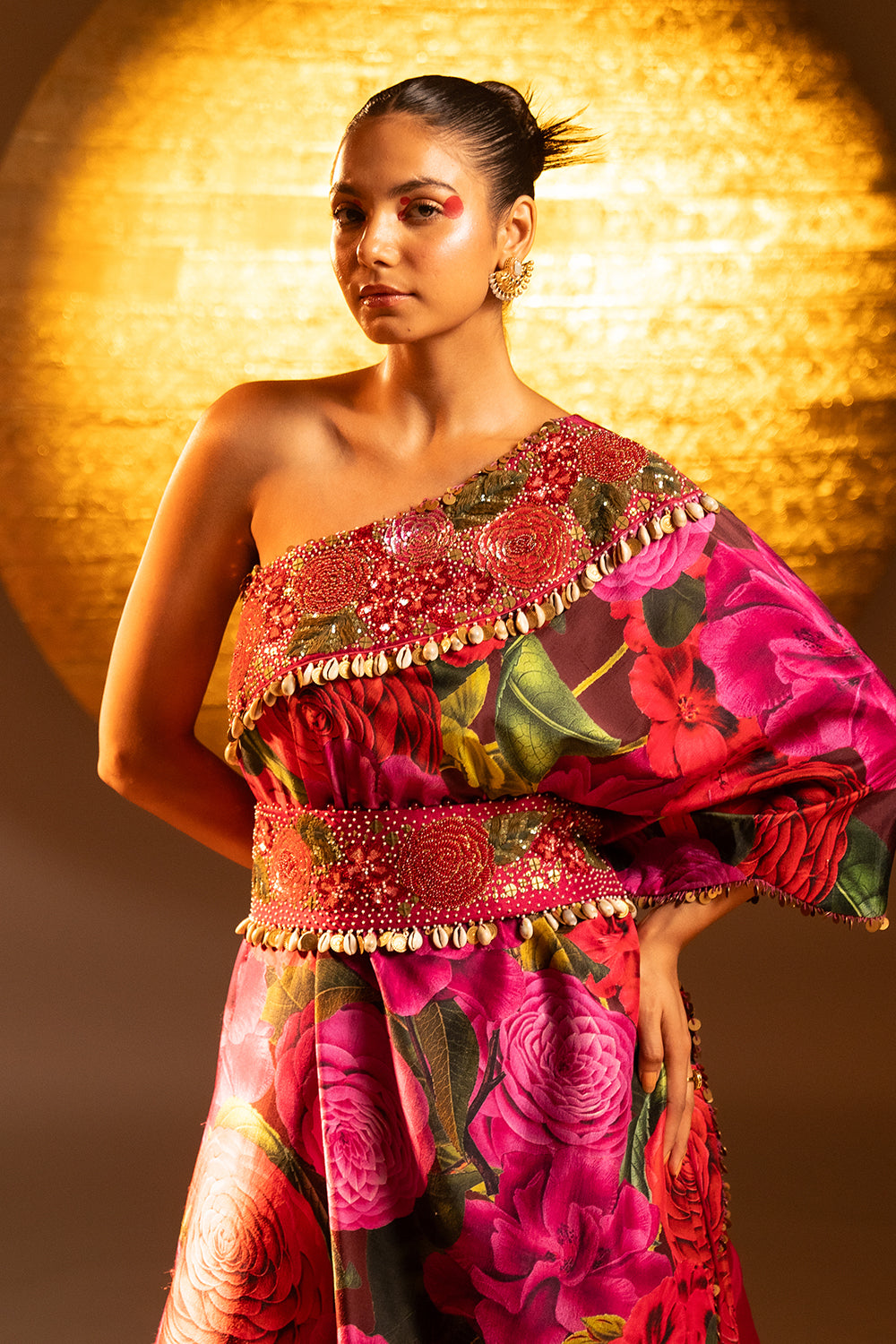 Scarlet Rose One Shoulder Top With Sharara