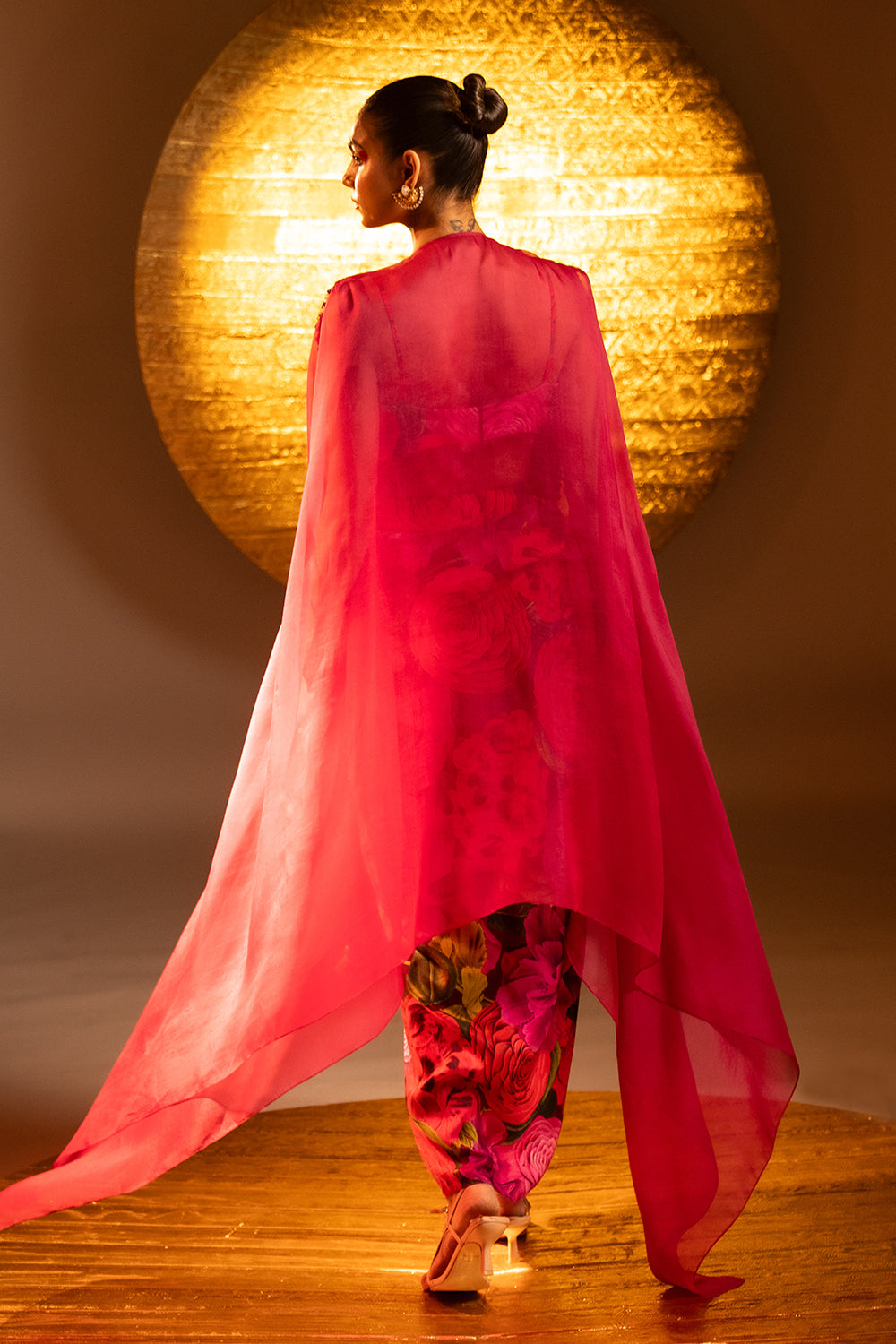 Scarlet Rose Marble Cape With Drape Skirt