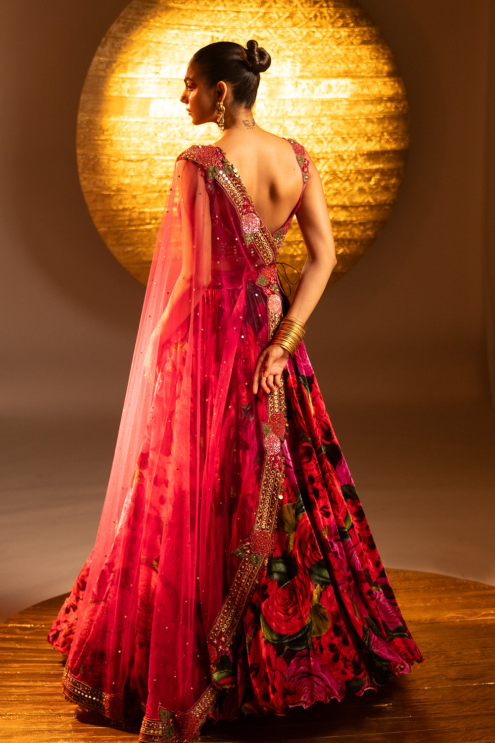 Scarlet Rose Tie Up Drape Lehenga