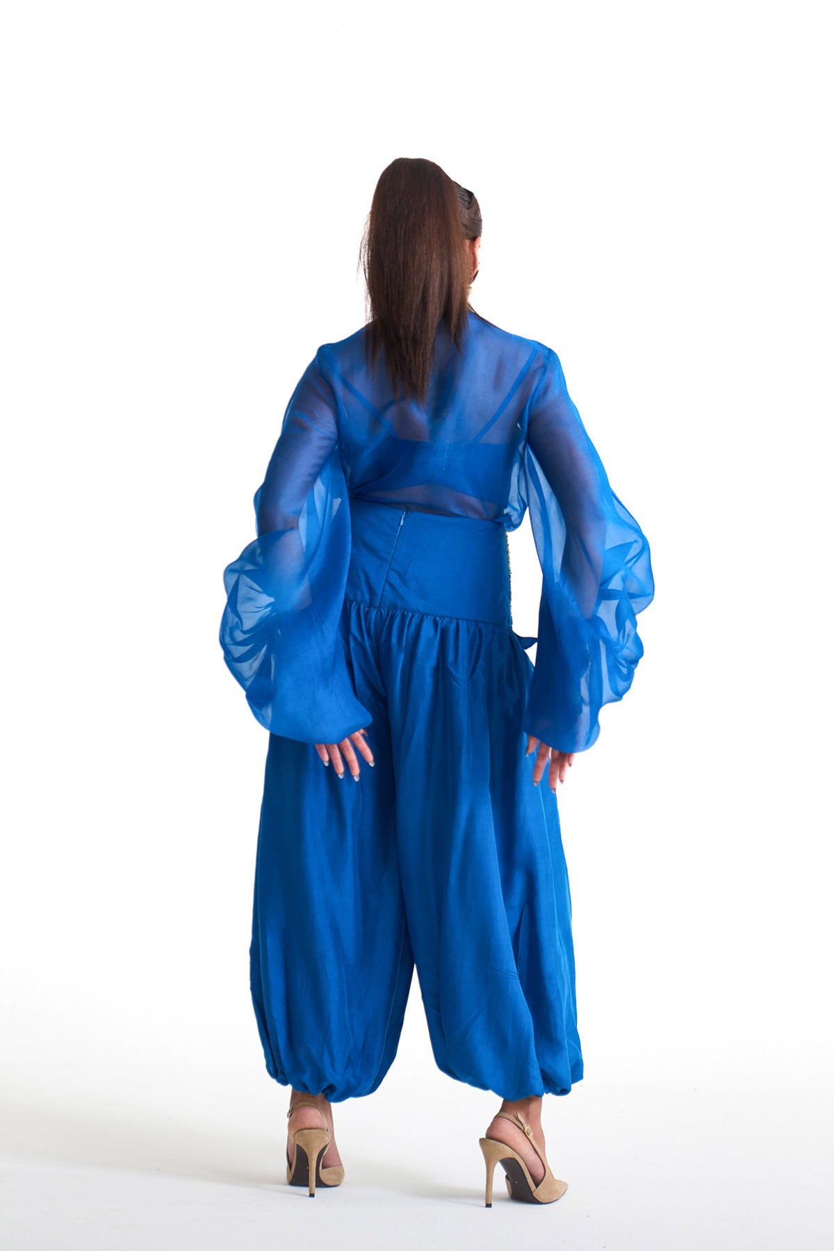 Silver sea shirt with balloon pant set