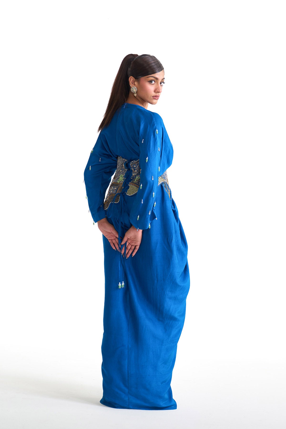 Silver sea kaftan croset belt set
