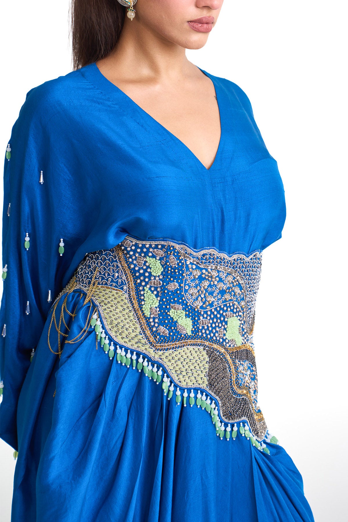 Silver sea kaftan croset belt set
