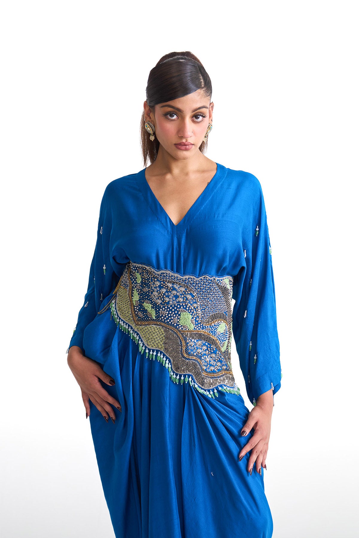 Silver sea kaftan croset belt set