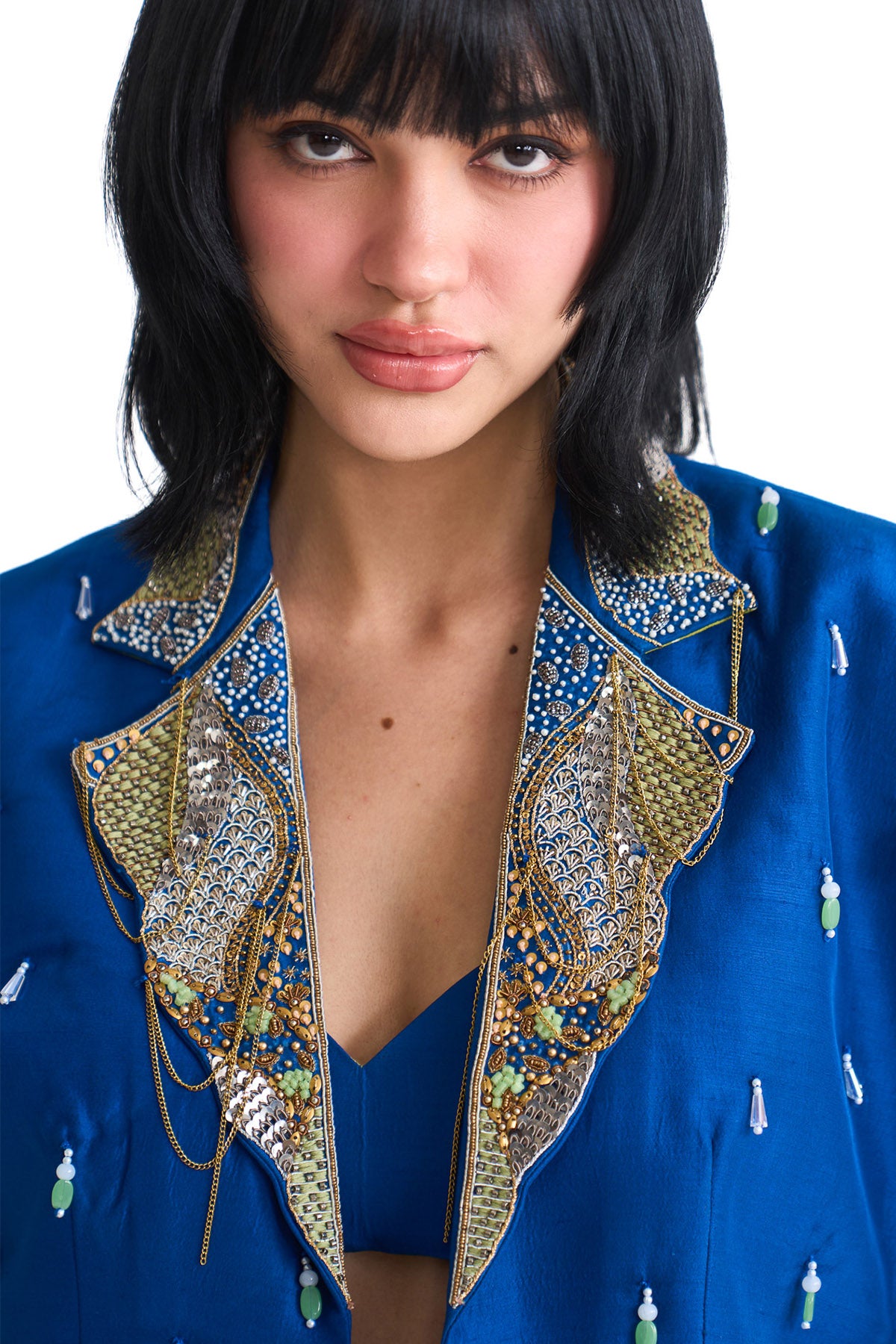 Silver sea boxy jacket set
