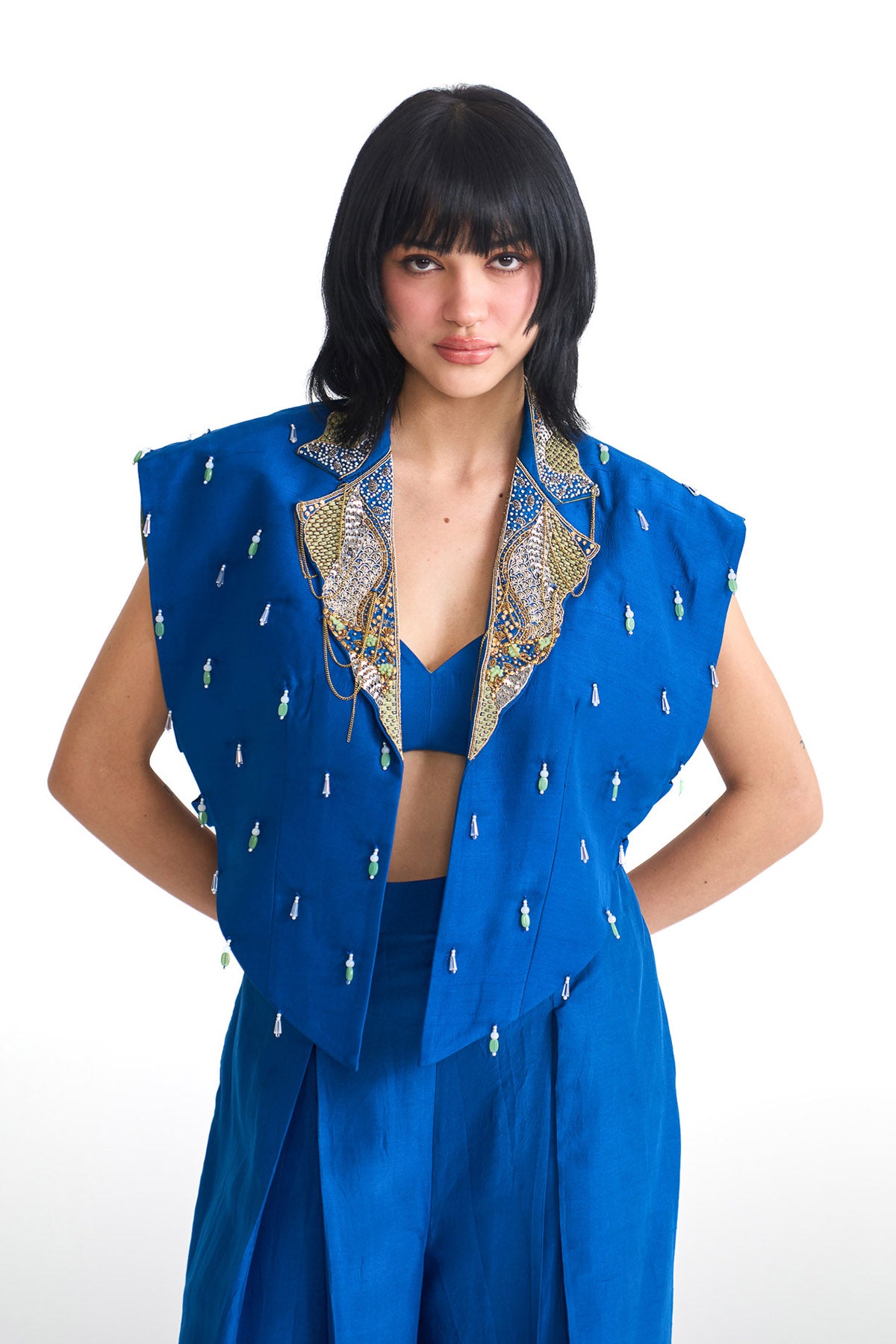 Silver sea boxy jacket set