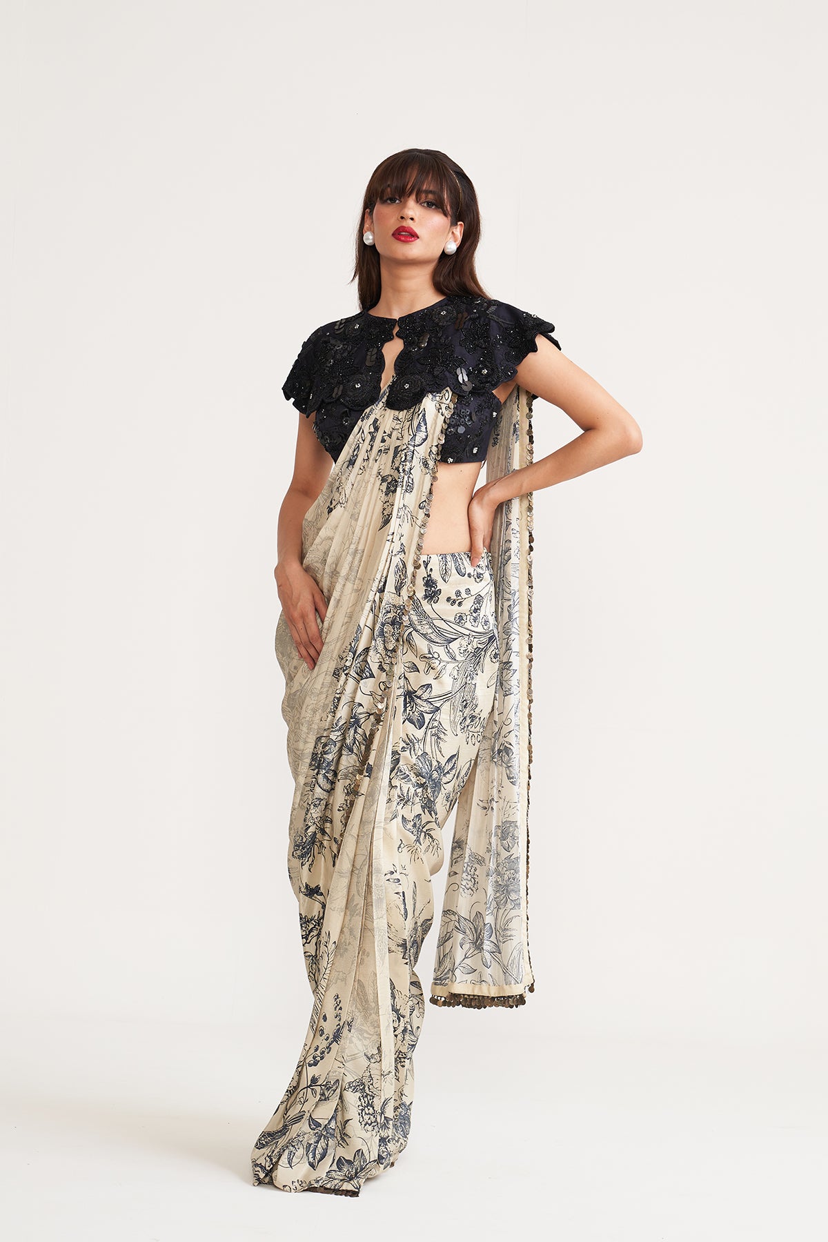 Drape Saree and collar set