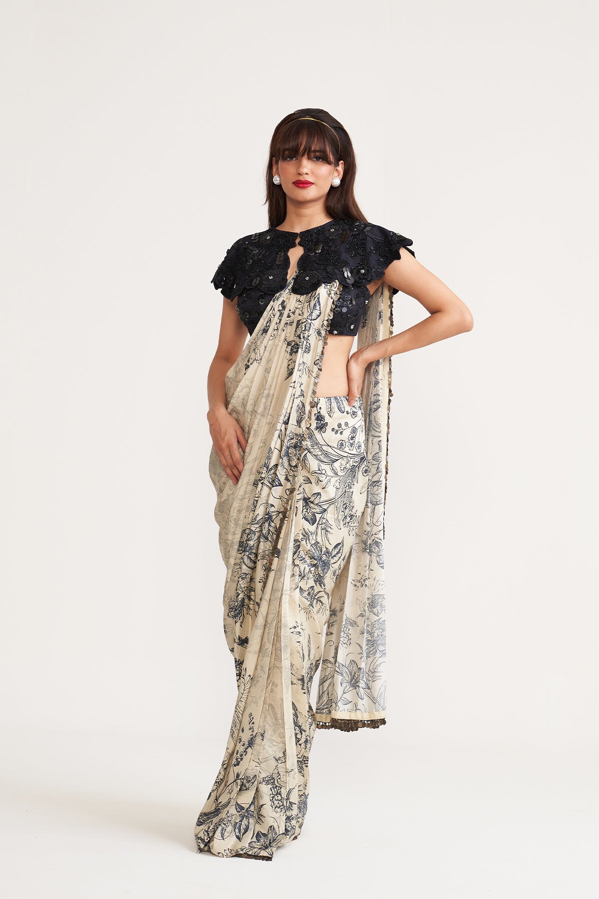 Drape Saree and collar set