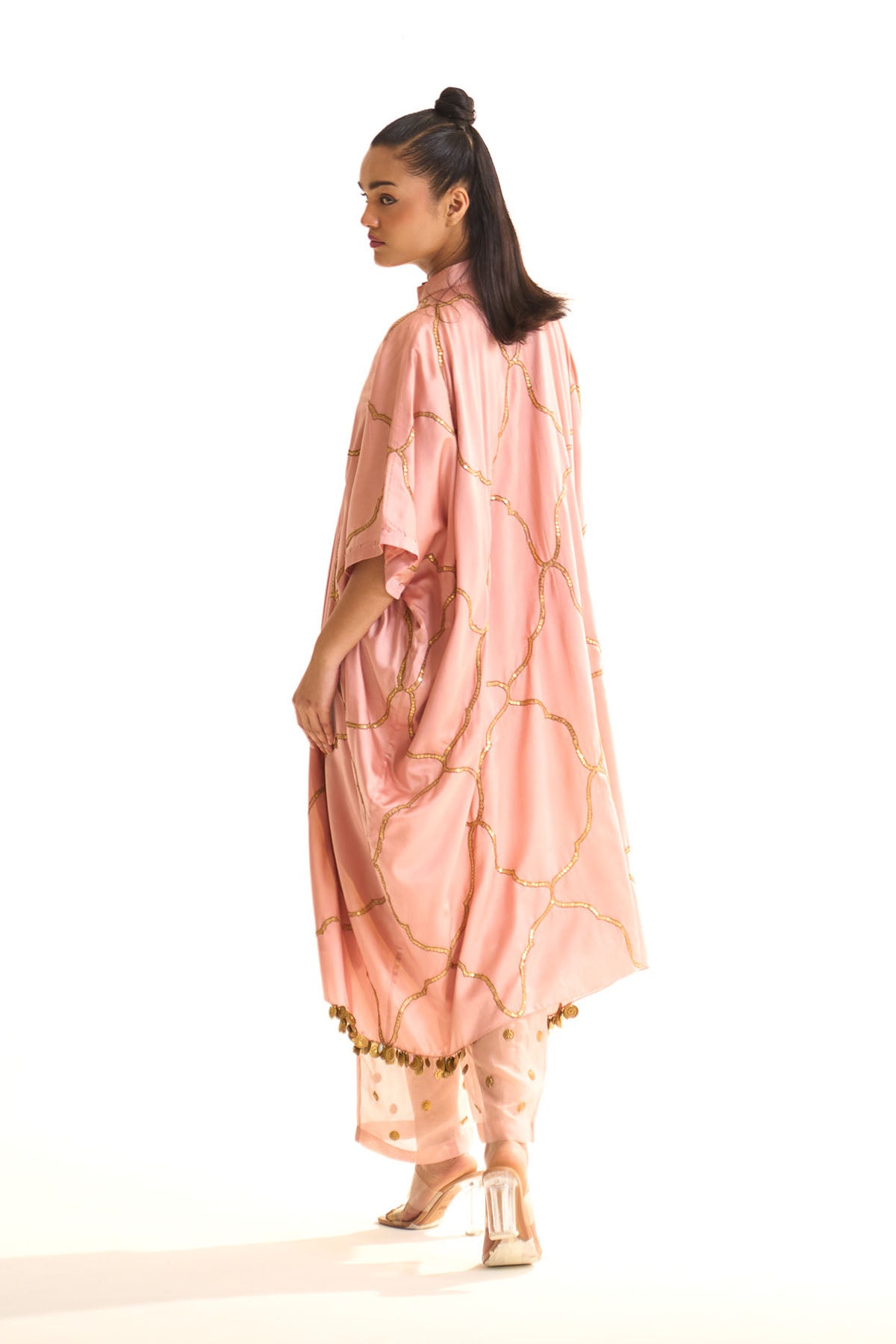 Summer mist Pink Mehrab jaal kurta set