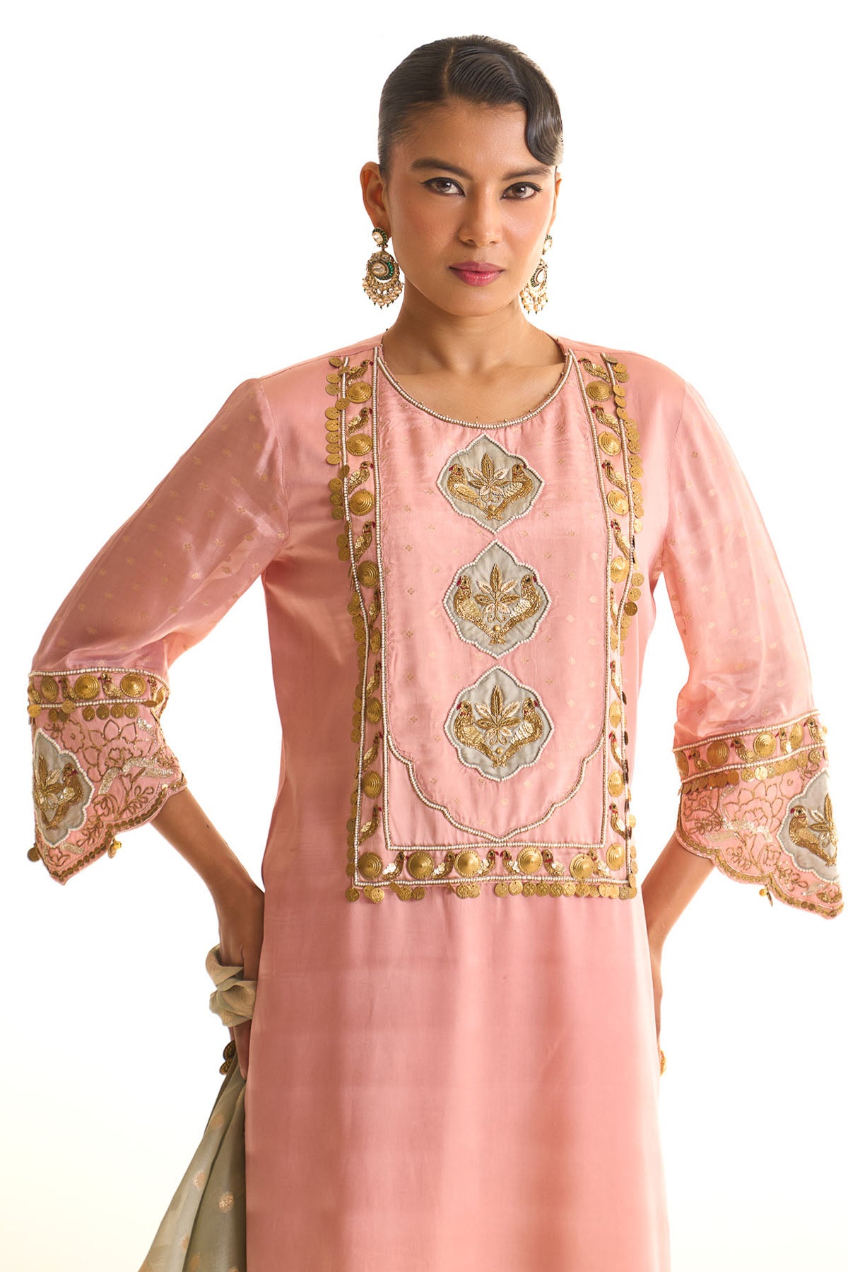Summer mist Pink Banarsi satin york set