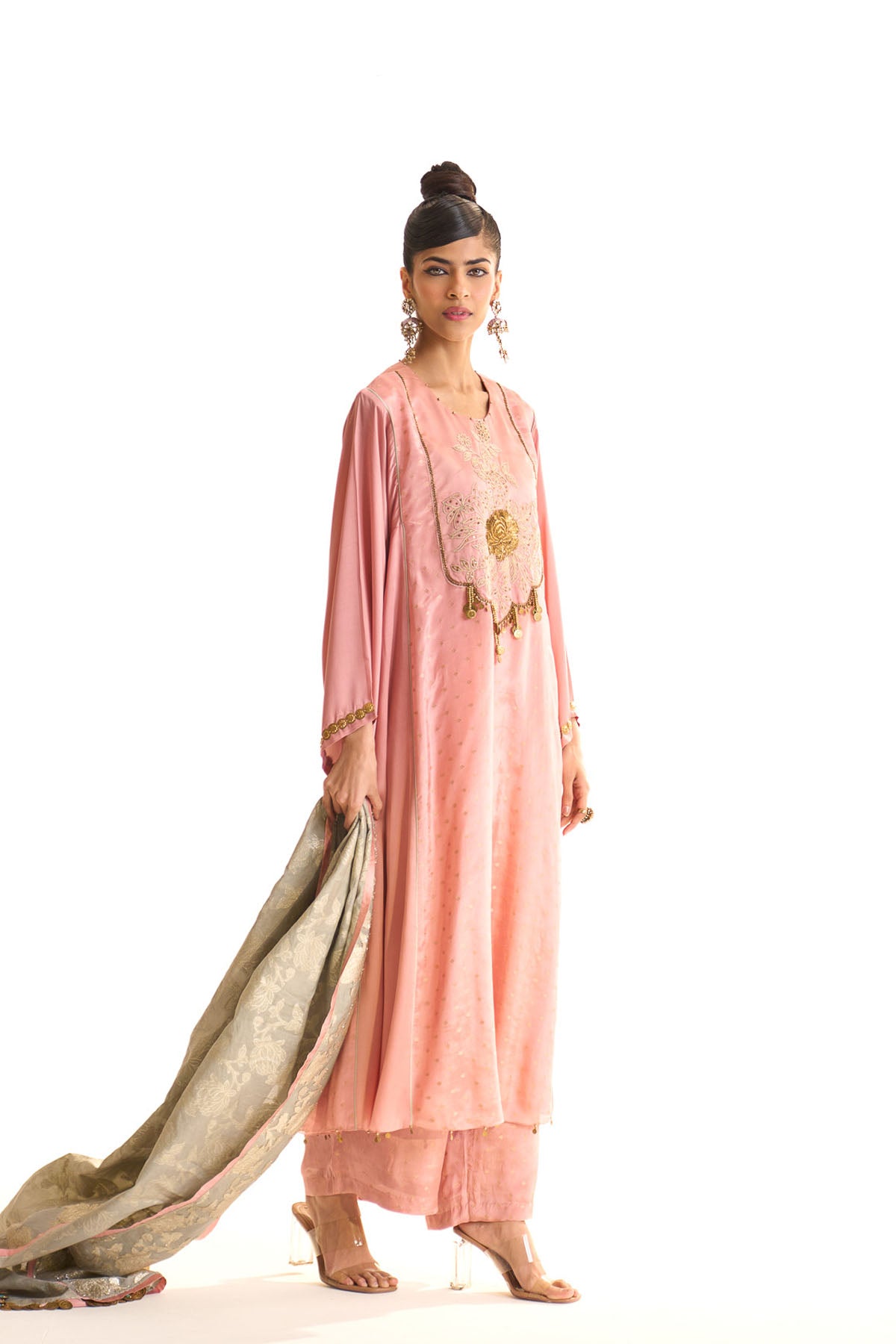 Summer mist Pink Kalidar york kurta set