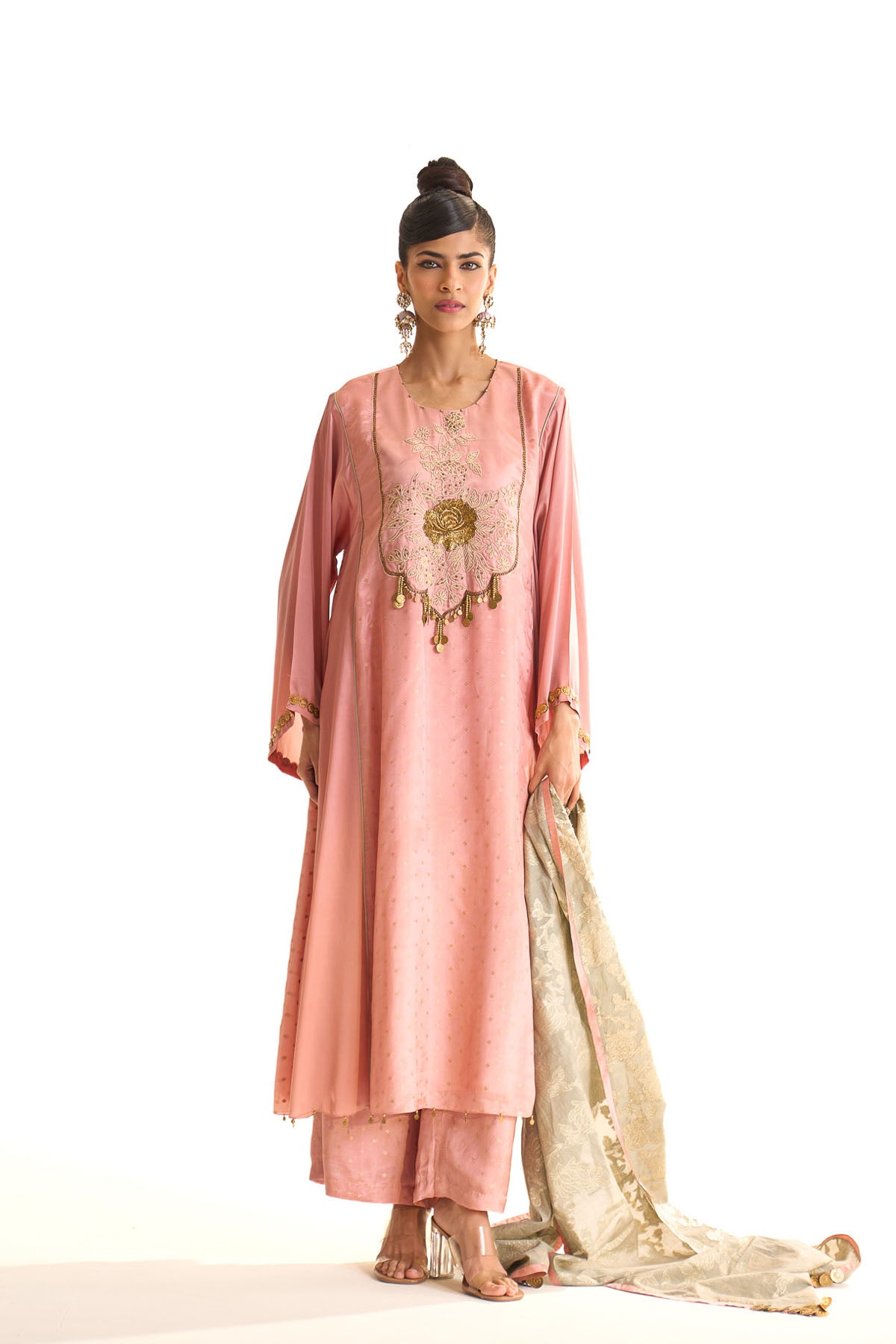 Summer mist Pink Kalidar york kurta set